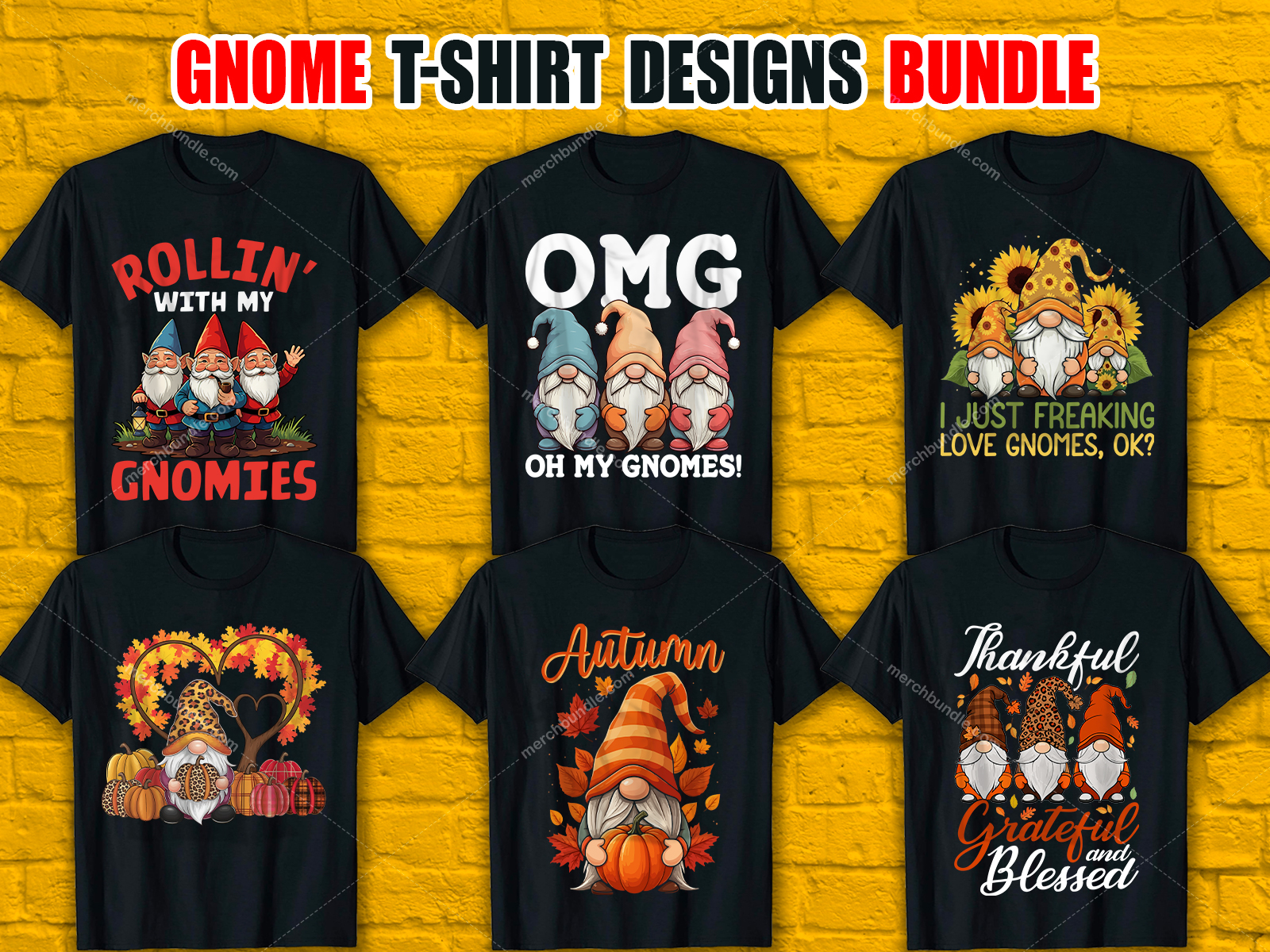 Gnome T-Shirt Designs Bundle V.2