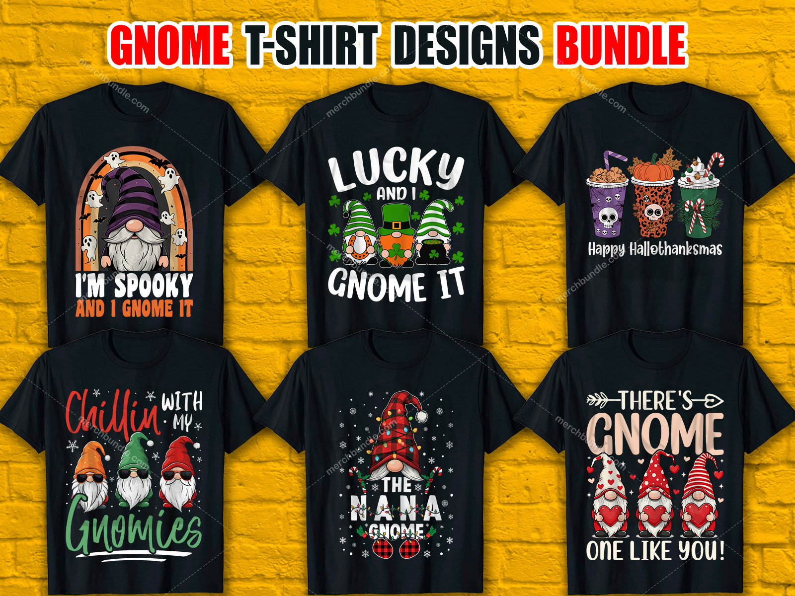 Gnome T-Shirt Designs Bundle V.2