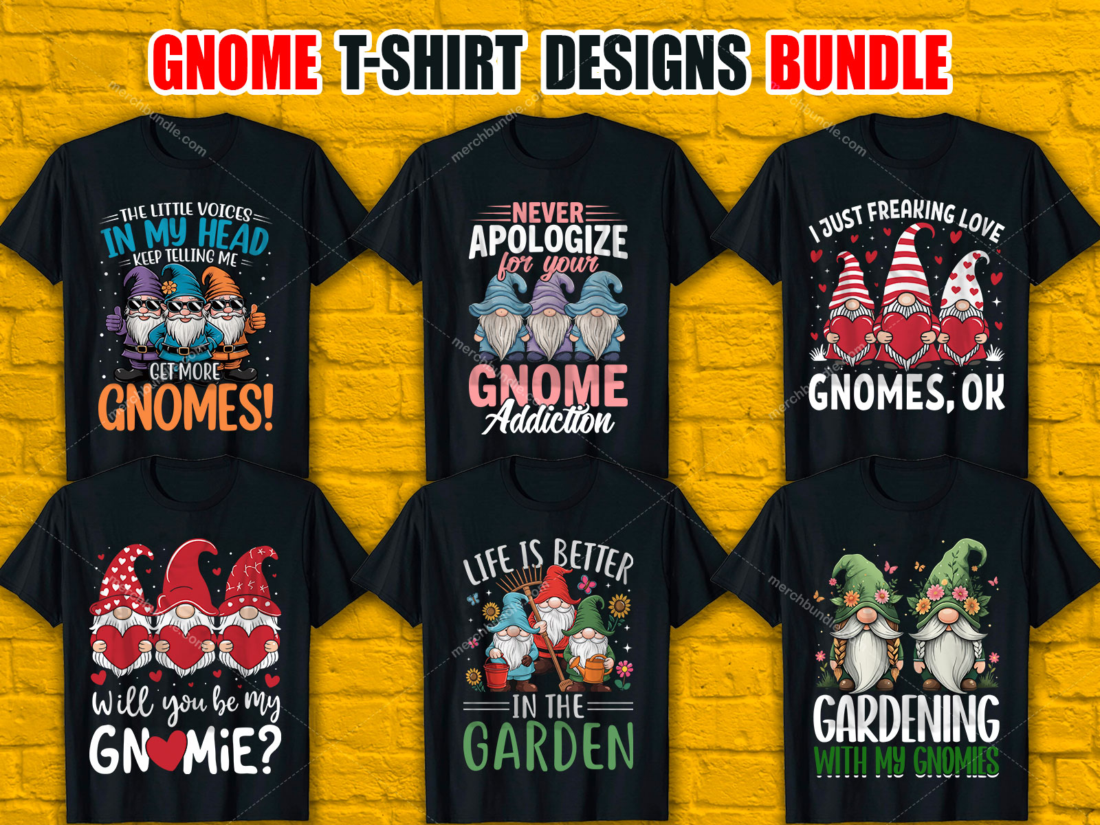 Gnome T-Shirt Designs Bundle V.2