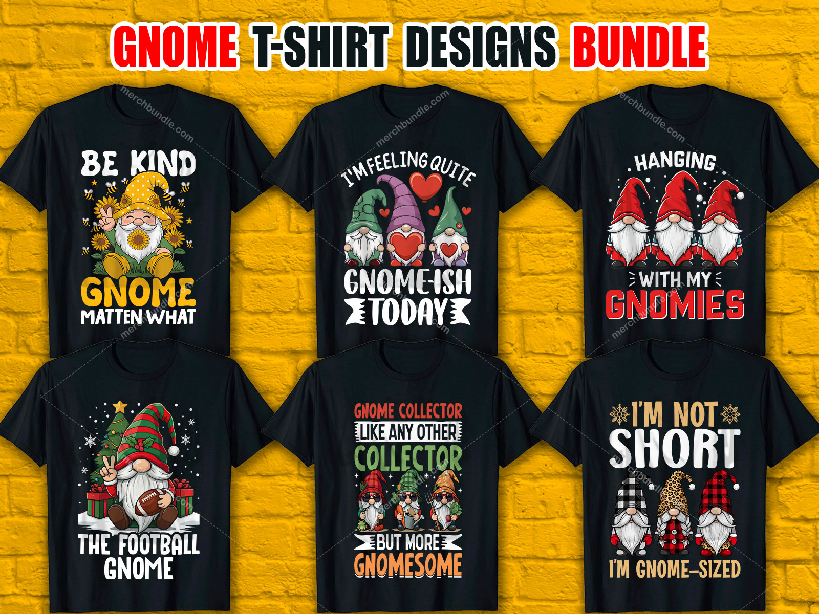 Gnome T-Shirt Designs Bundle V.2