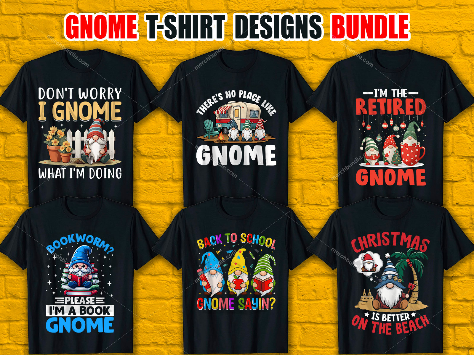 Gnome T-Shirt Designs Bundle V.2