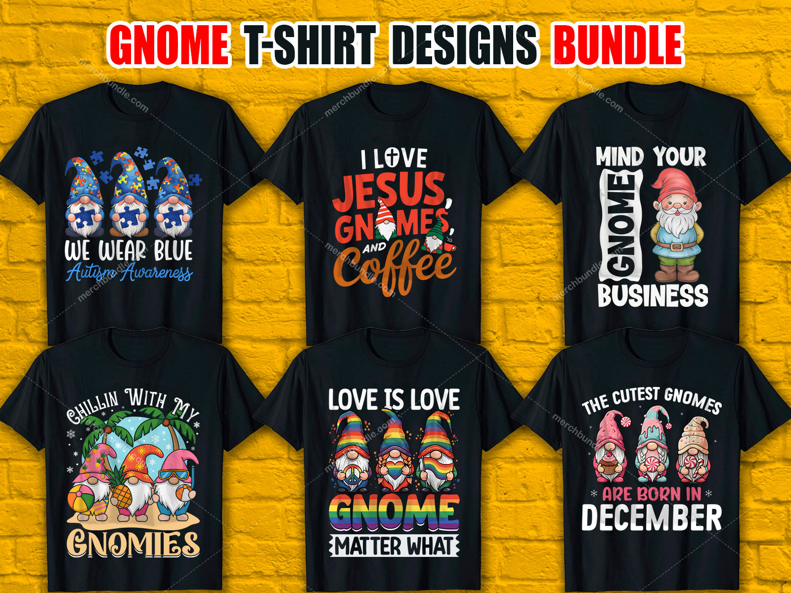 Gnome T-Shirt Designs Bundle V.2