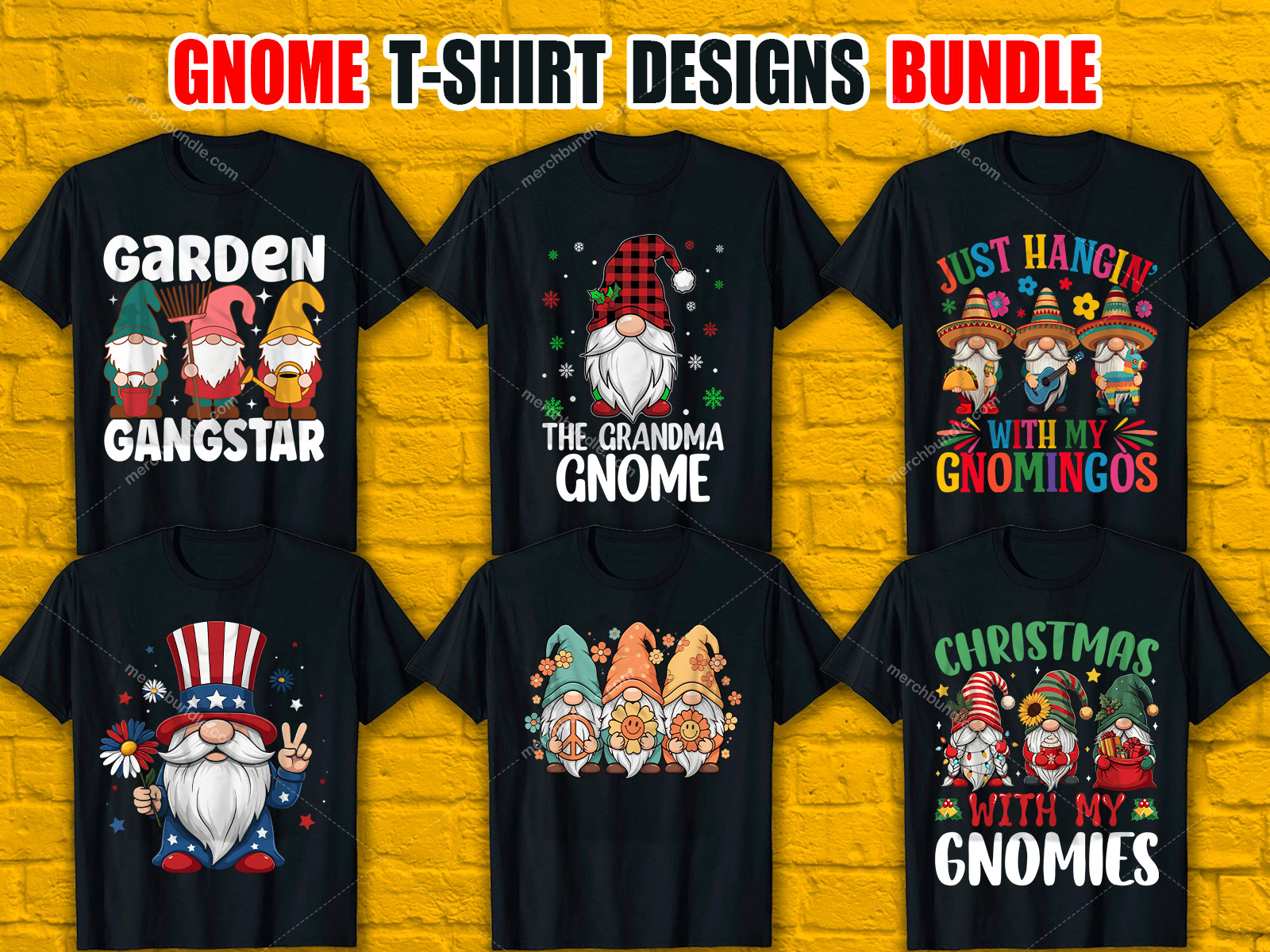 Gnome T-Shirt Designs Bundle V.2