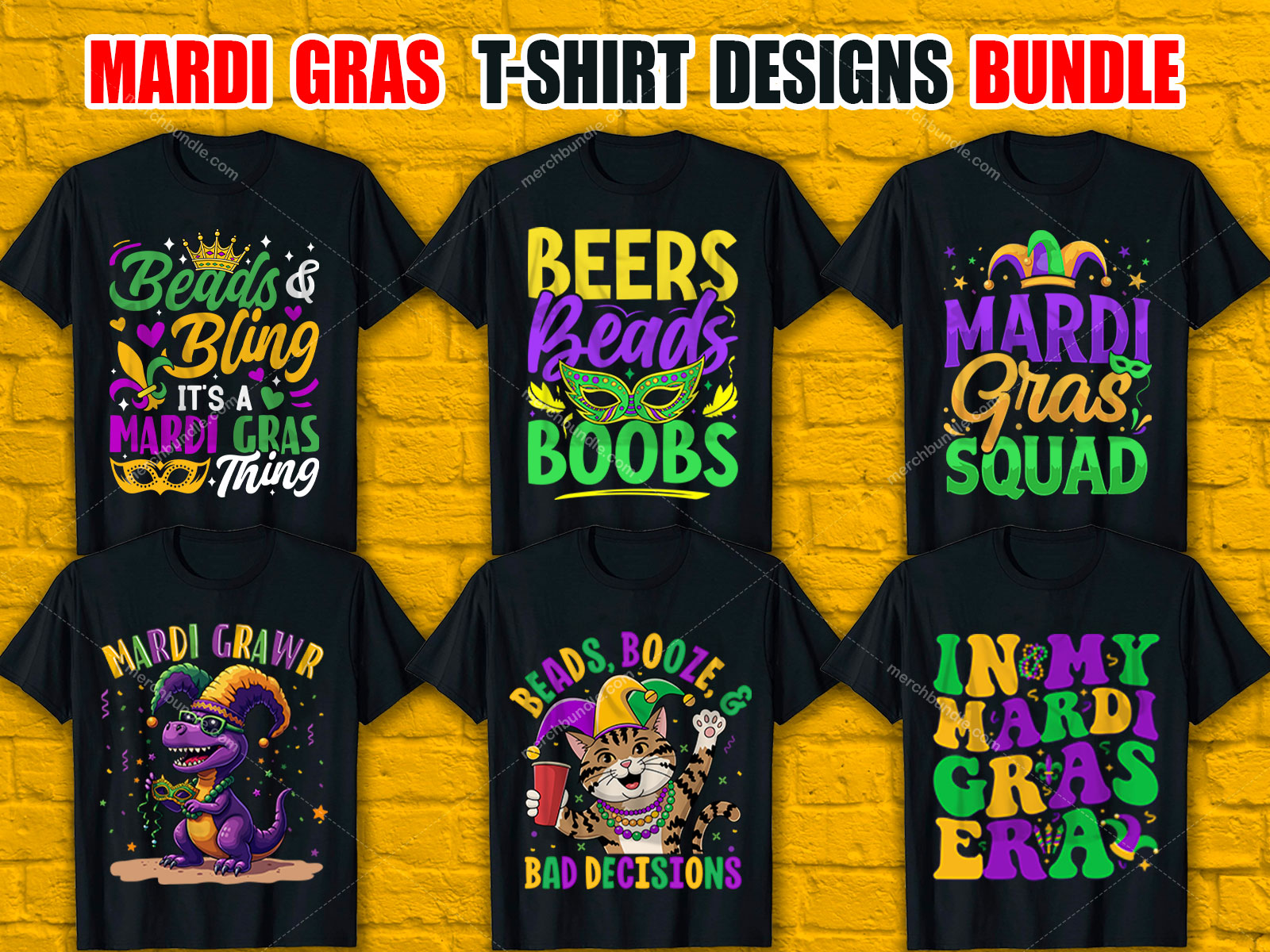 Mardi Gras T-Shirt Designs Bundle V.1