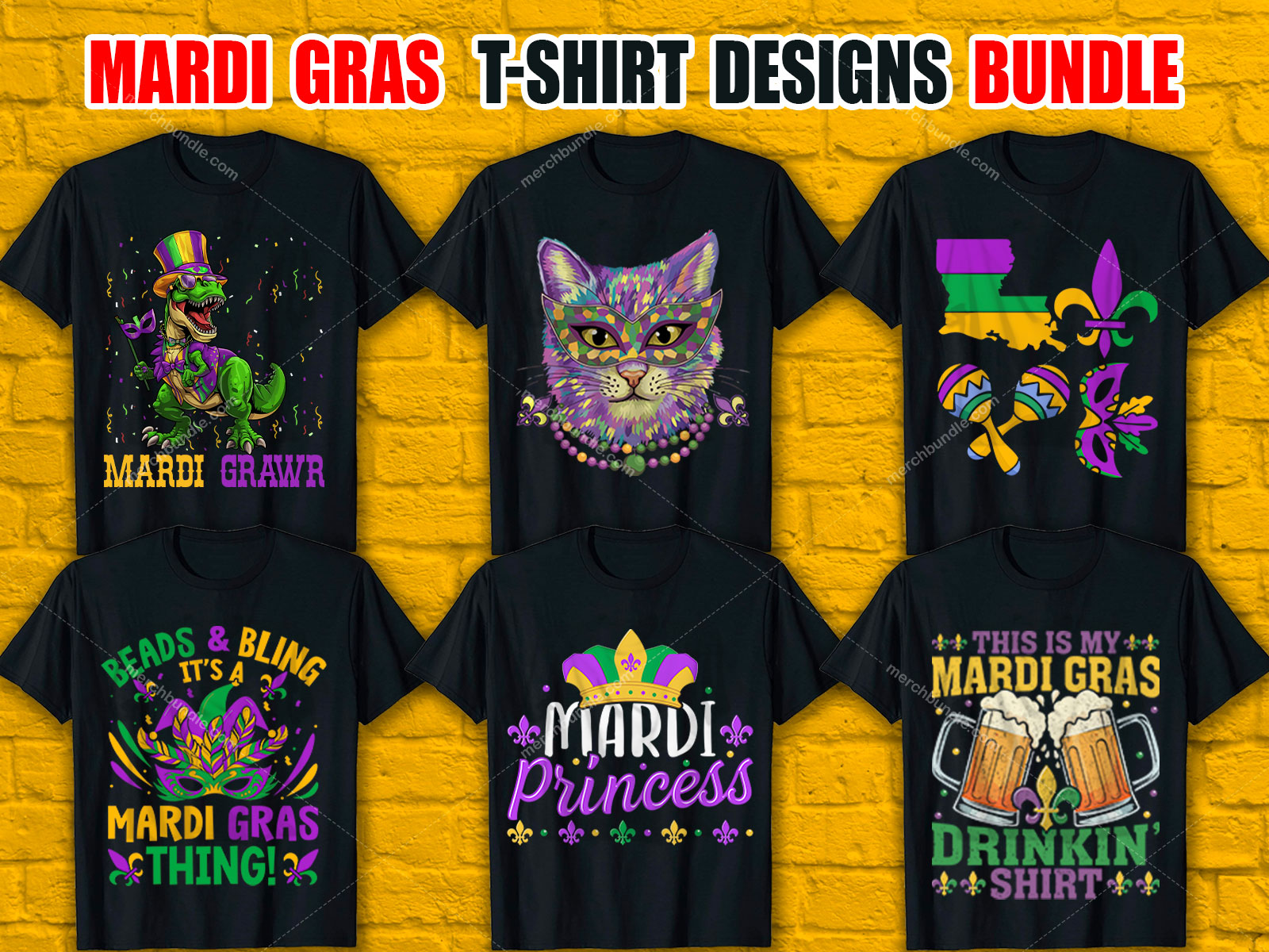 Mardi Gras T-Shirt Designs Bundle V.1