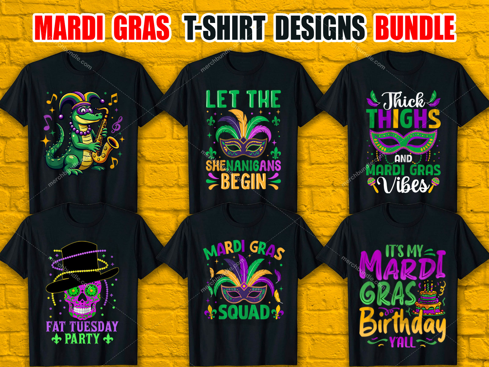 Mardi Gras T-Shirt Designs Bundle V.1