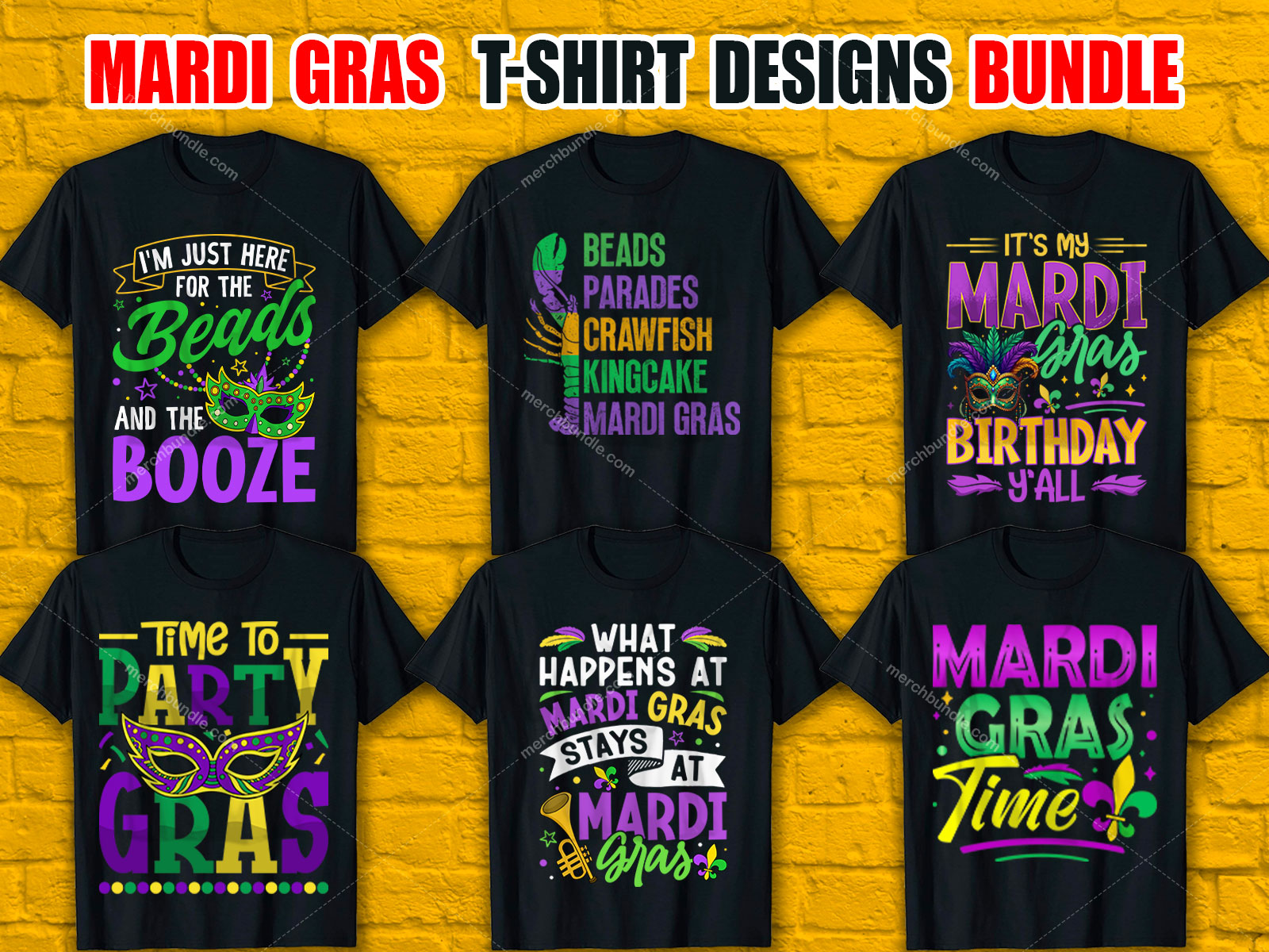 Mardi Gras T-Shirt Designs Bundle V.1