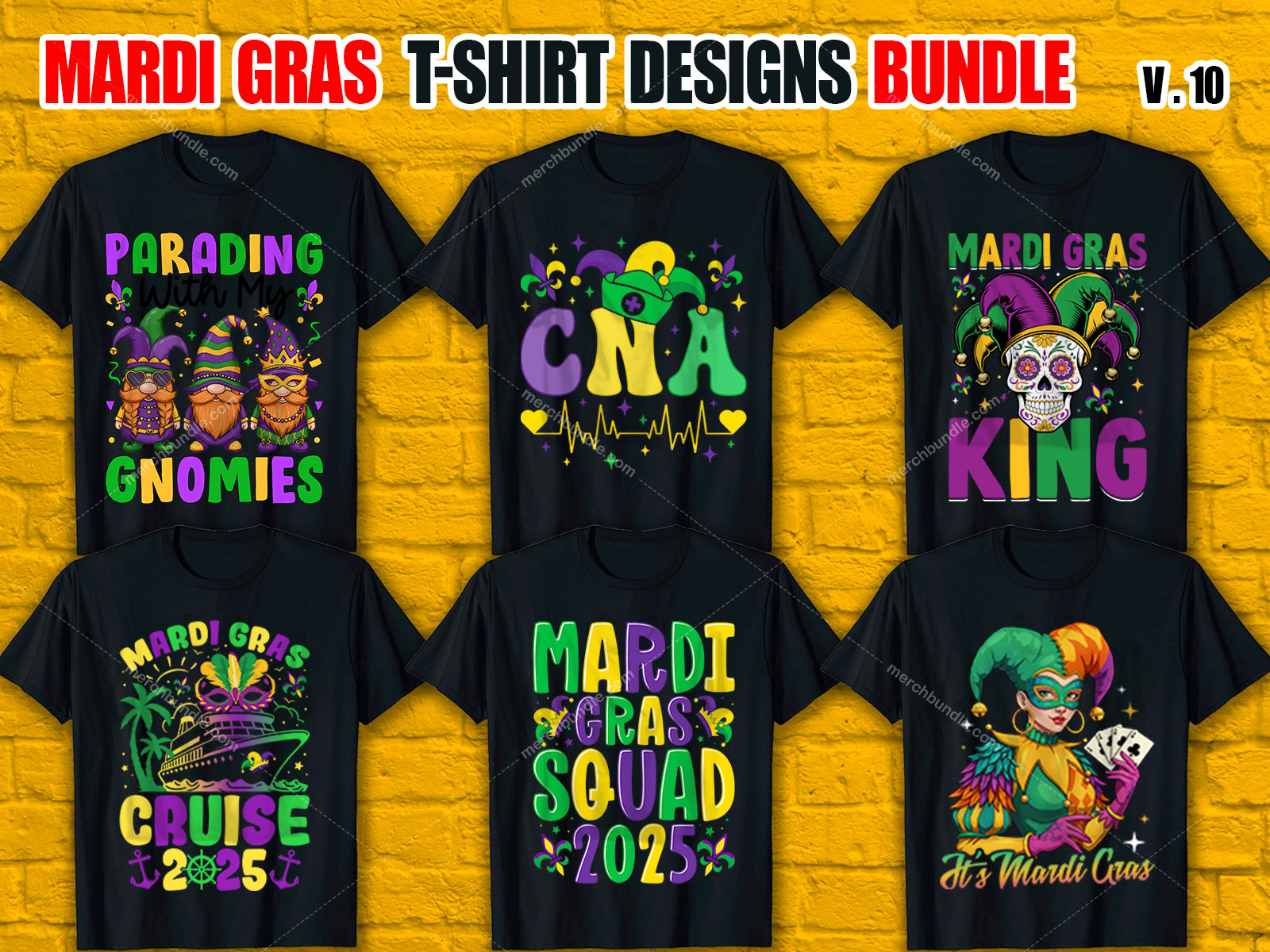 Mardi Gras T-Shirt Designs Bundle V.10