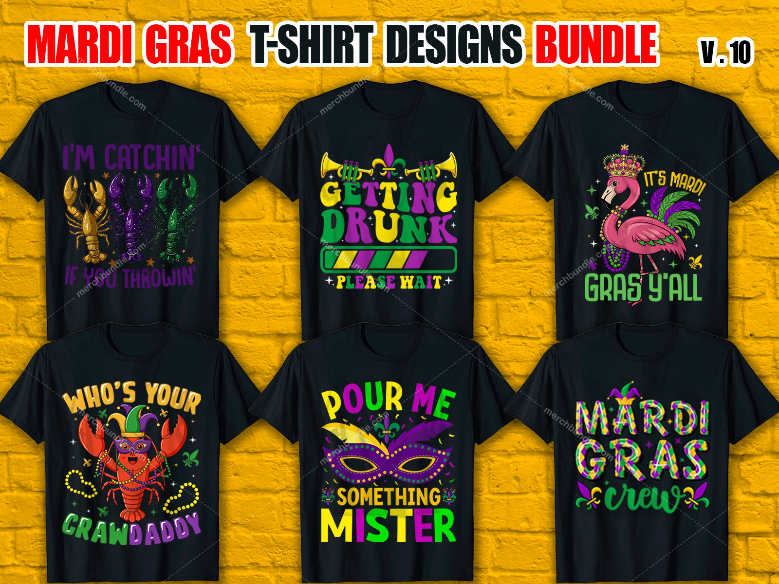 Mardi Gras T-Shirt Designs Bundle V.10