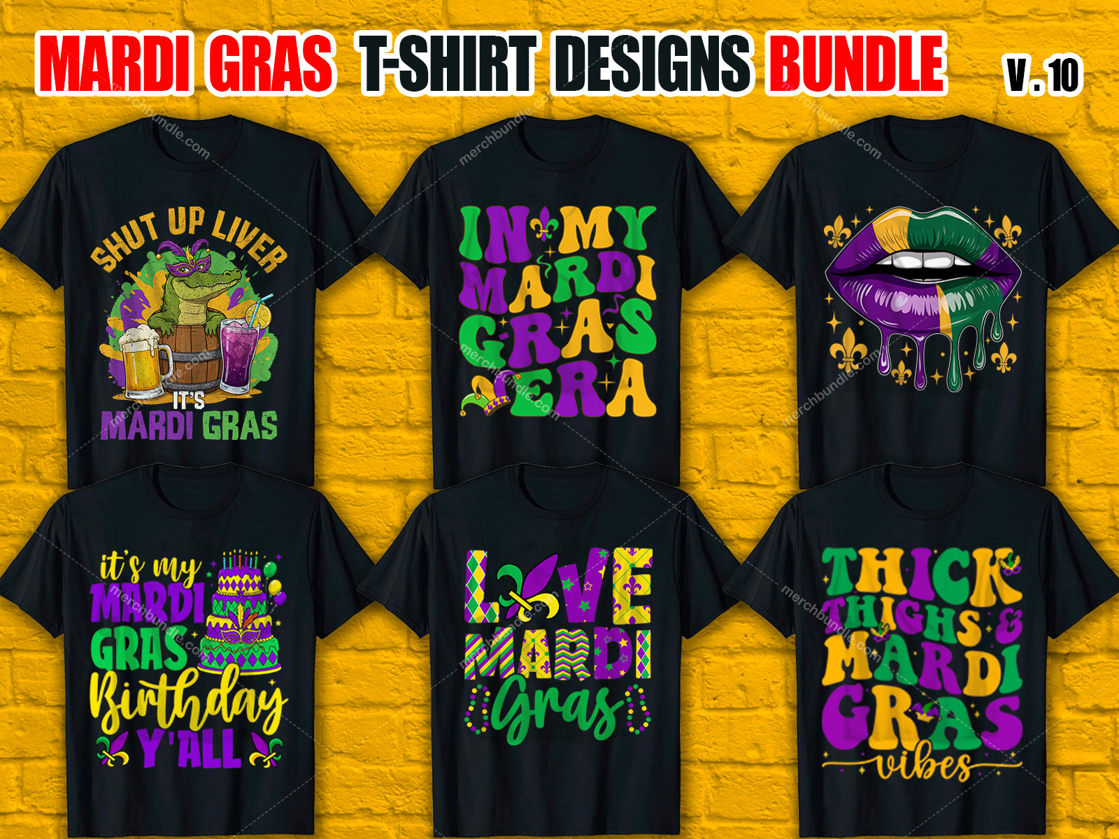 Mardi Gras T-Shirt Designs Bundle V.10