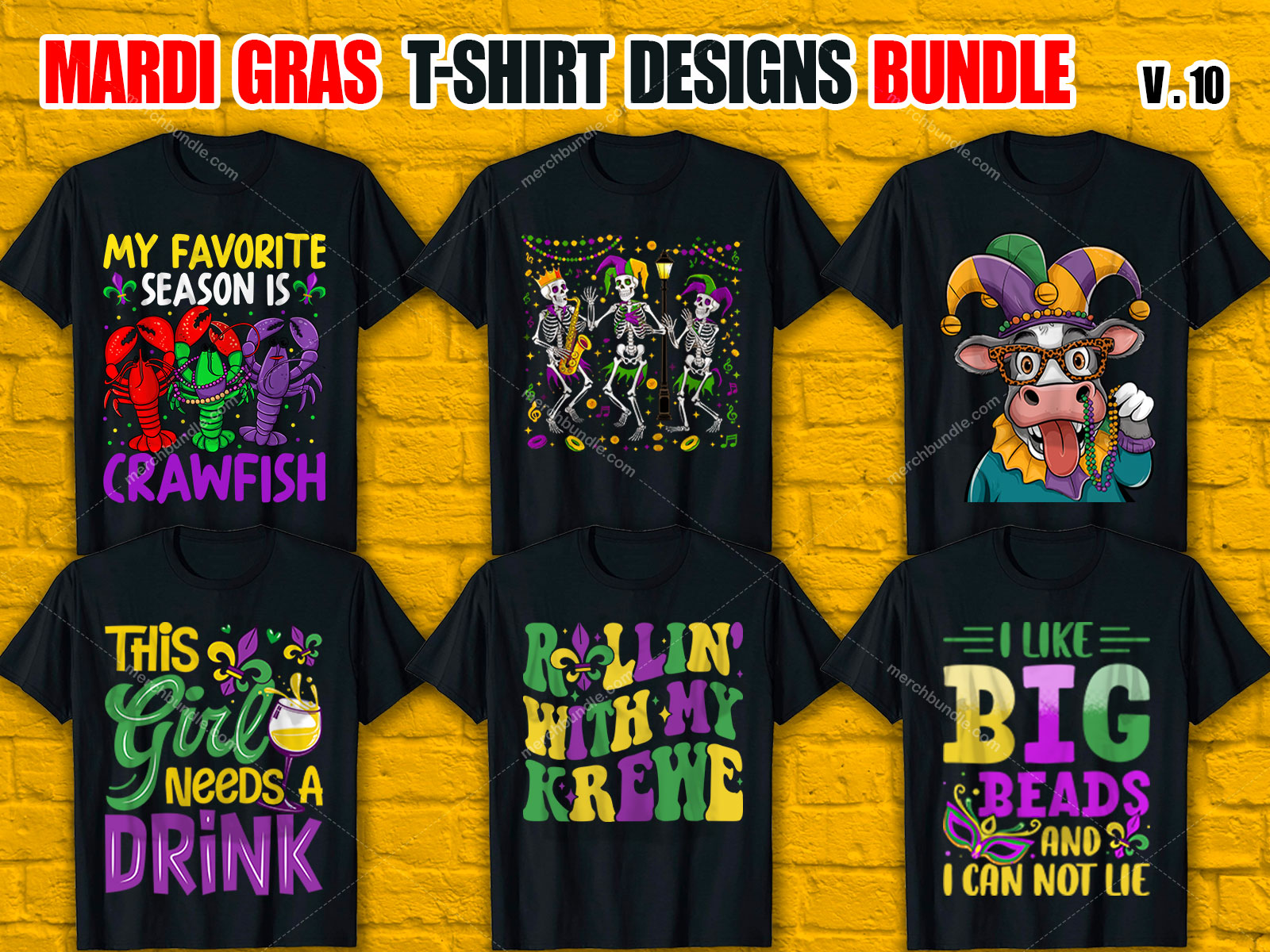 Mardi Gras T-Shirt Designs Bundle V.10