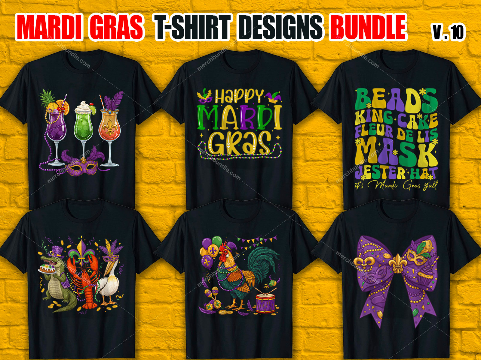 Mardi Gras T-Shirt Designs Bundle V.10