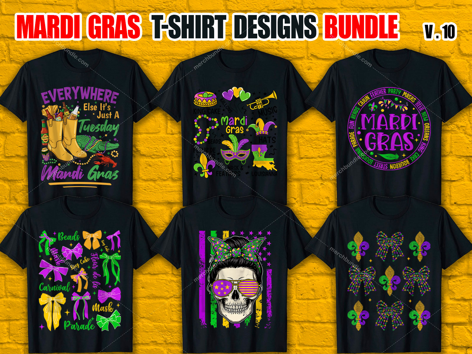 Mardi Gras T-Shirt Designs Bundle V.10