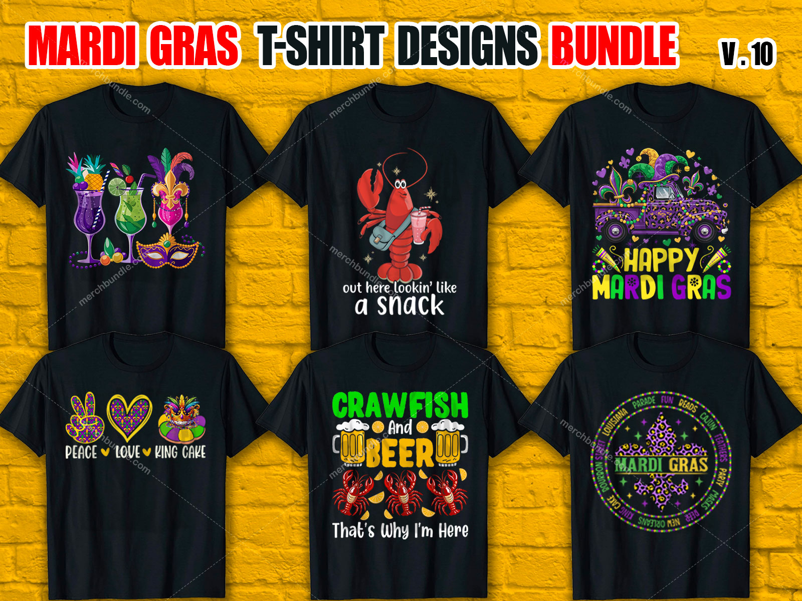 Mardi Gras T-Shirt Designs Bundle V.10