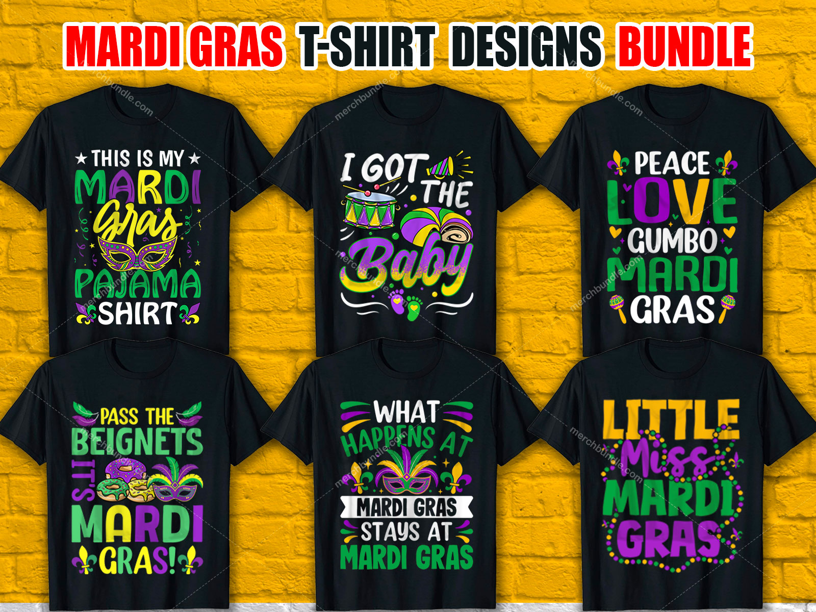 Mardi Gras T-Shirt Designs Bundle V.2