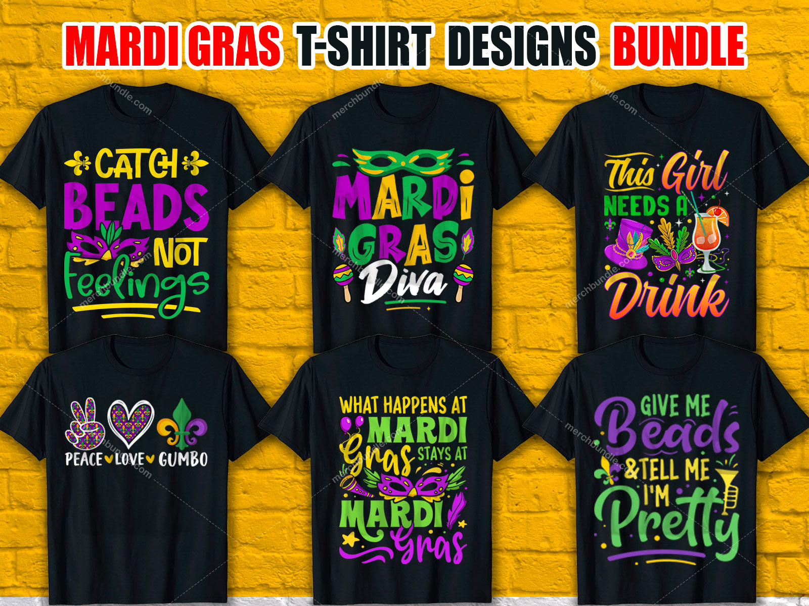 Mardi Gras T-Shirt Designs Bundle V.2