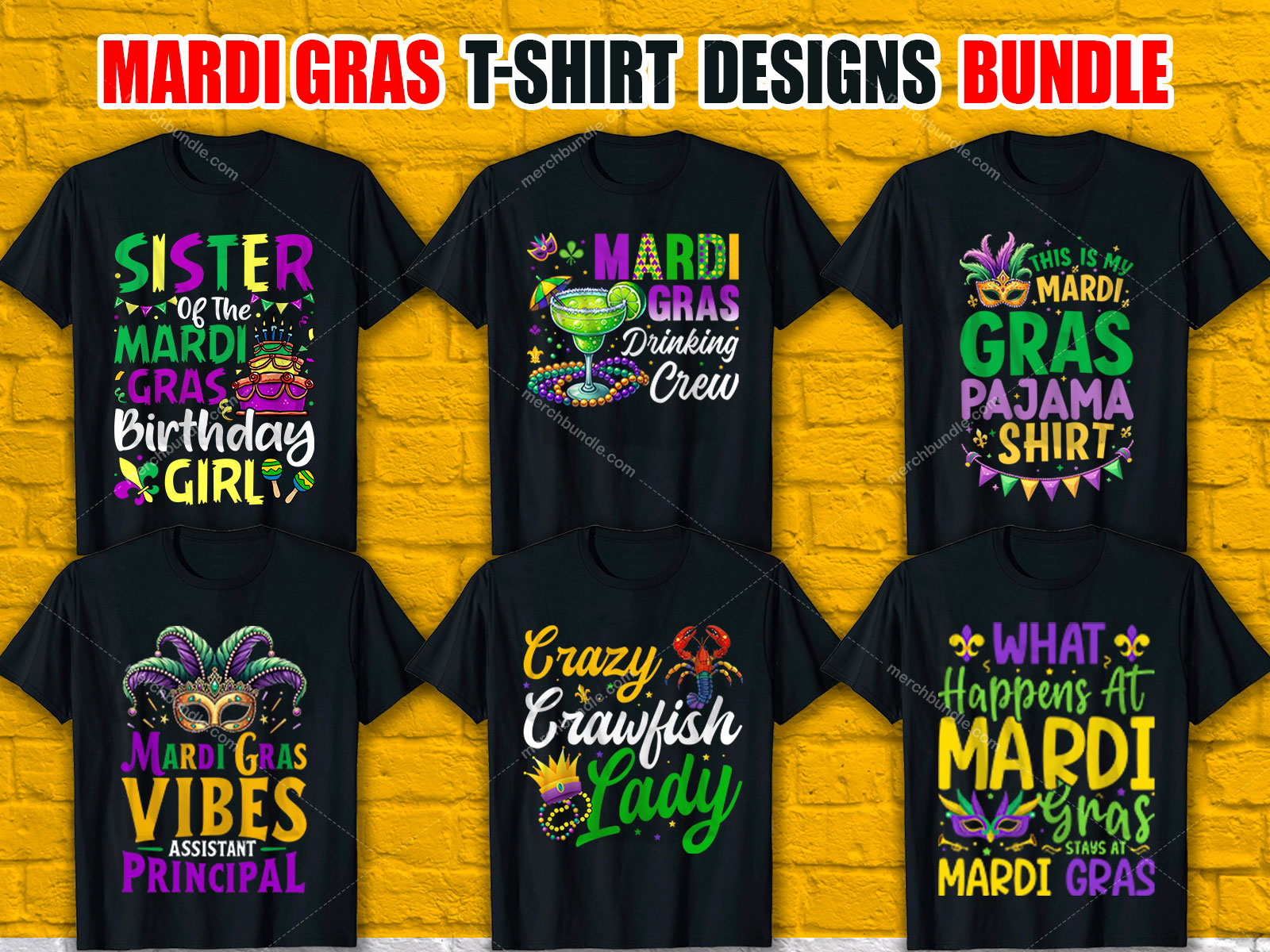 Mardi Gras T-Shirt Designs Bundle V.2