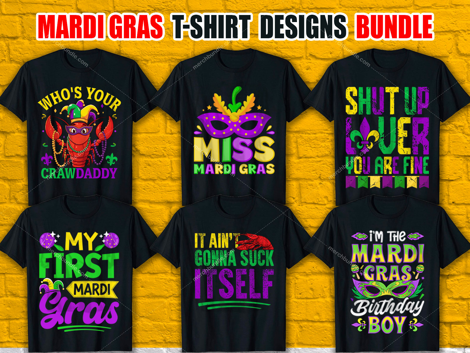 Mardi Gras T-Shirt Designs Bundle V.2