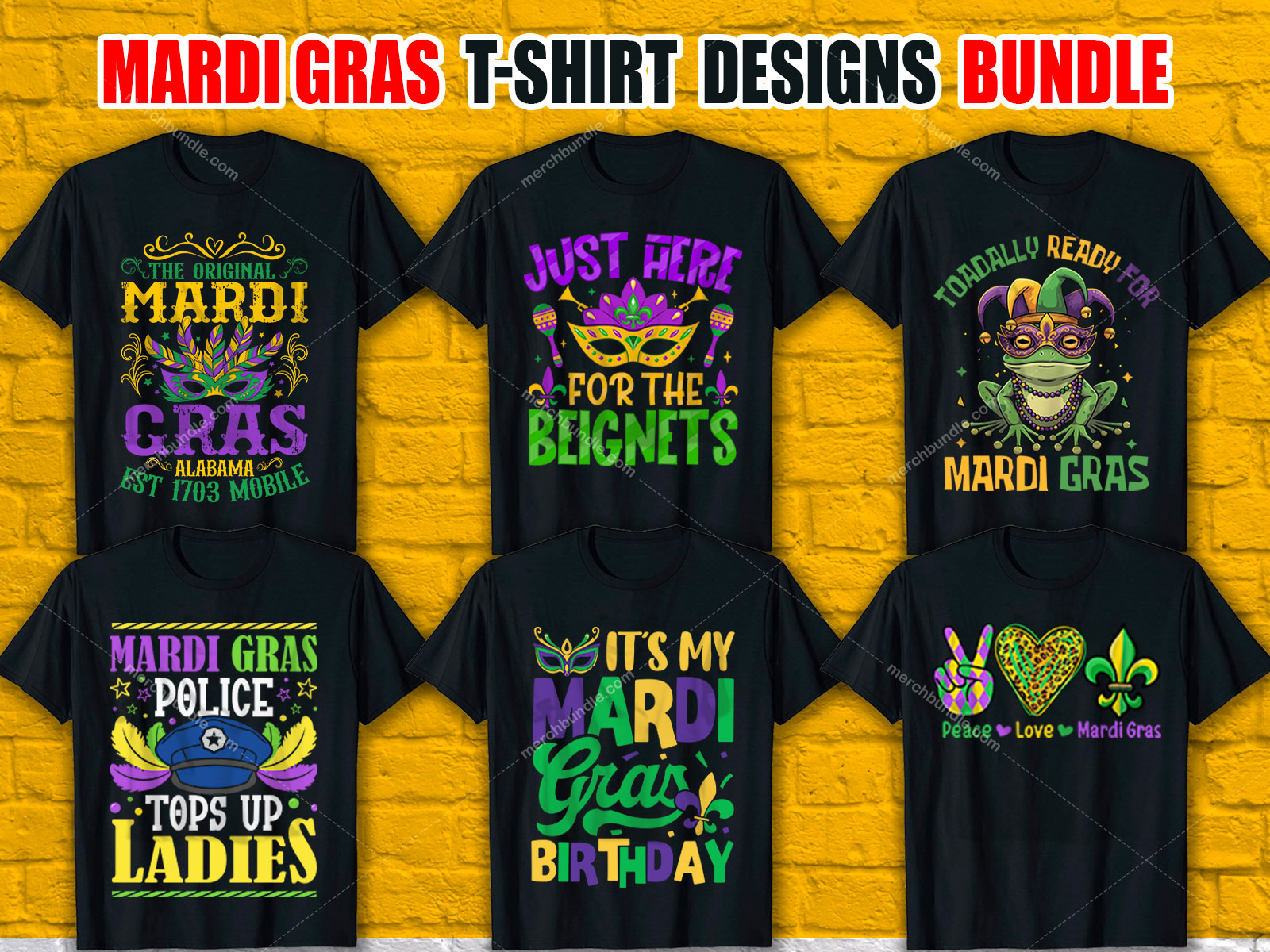 Mardi Gras T-Shirt Designs Bundle V.2