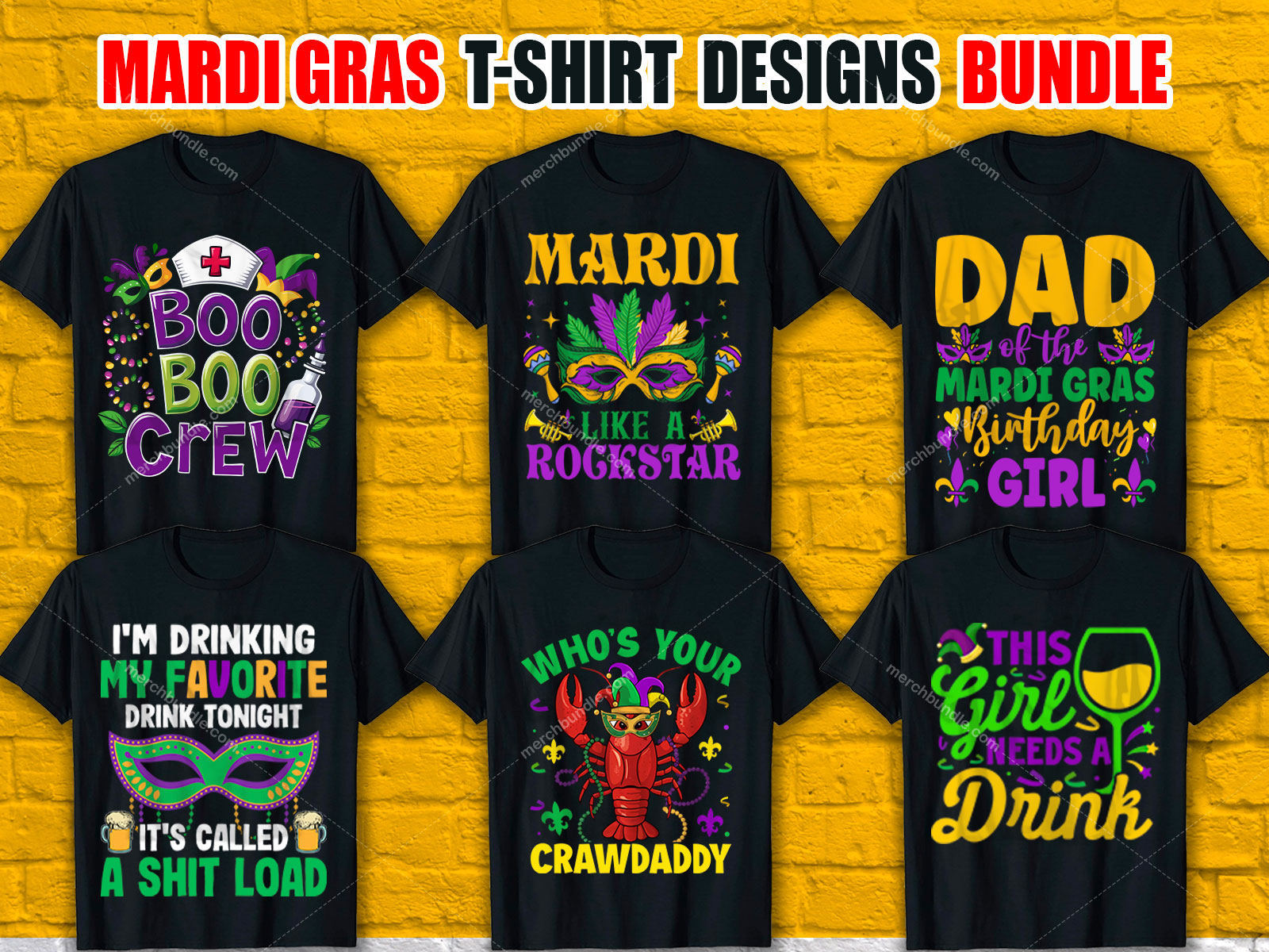 Mardi Gras T-Shirt Designs Bundle V.2