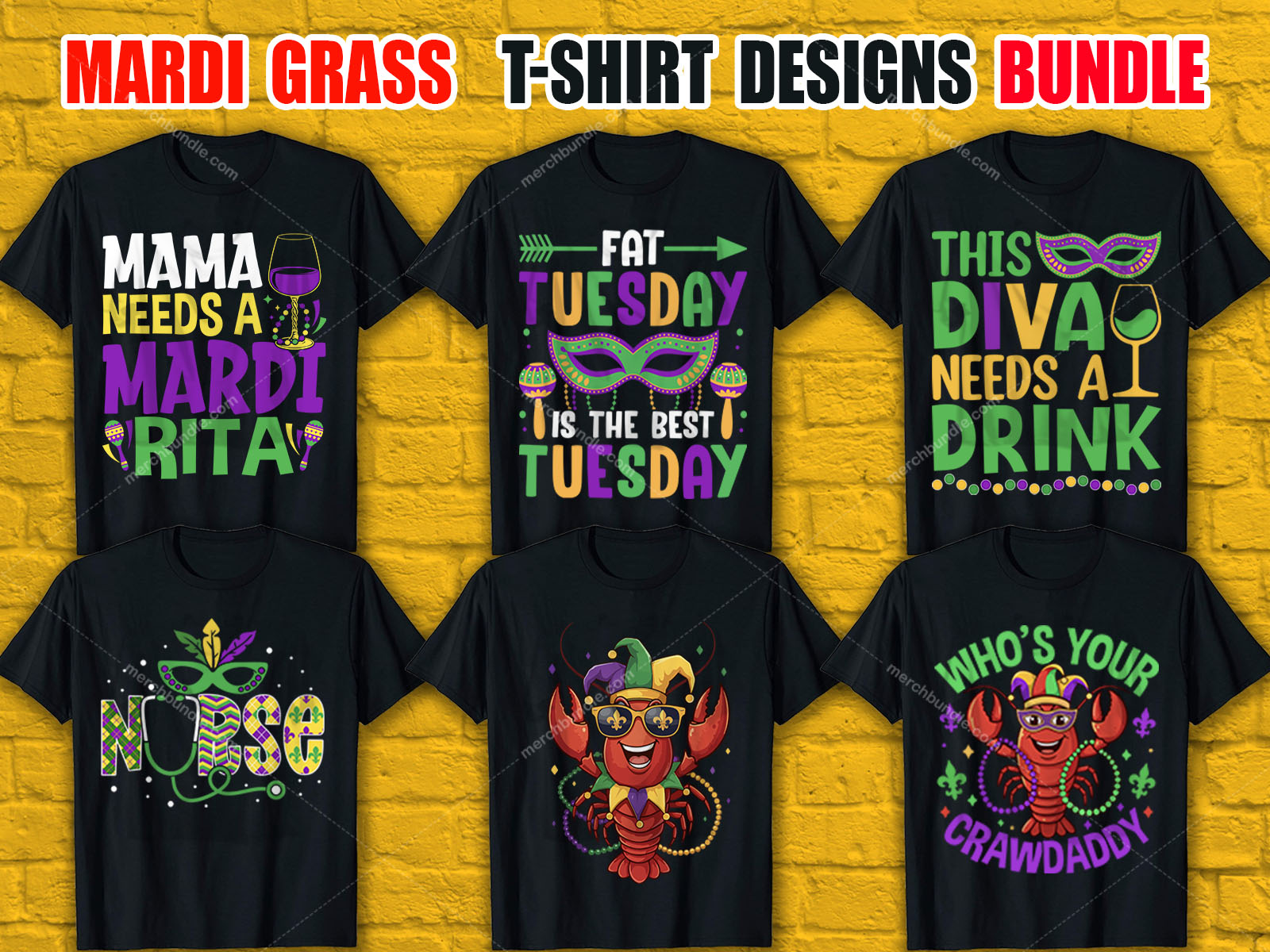 Mardi Gras T-Shirt Designs Bundle V.3