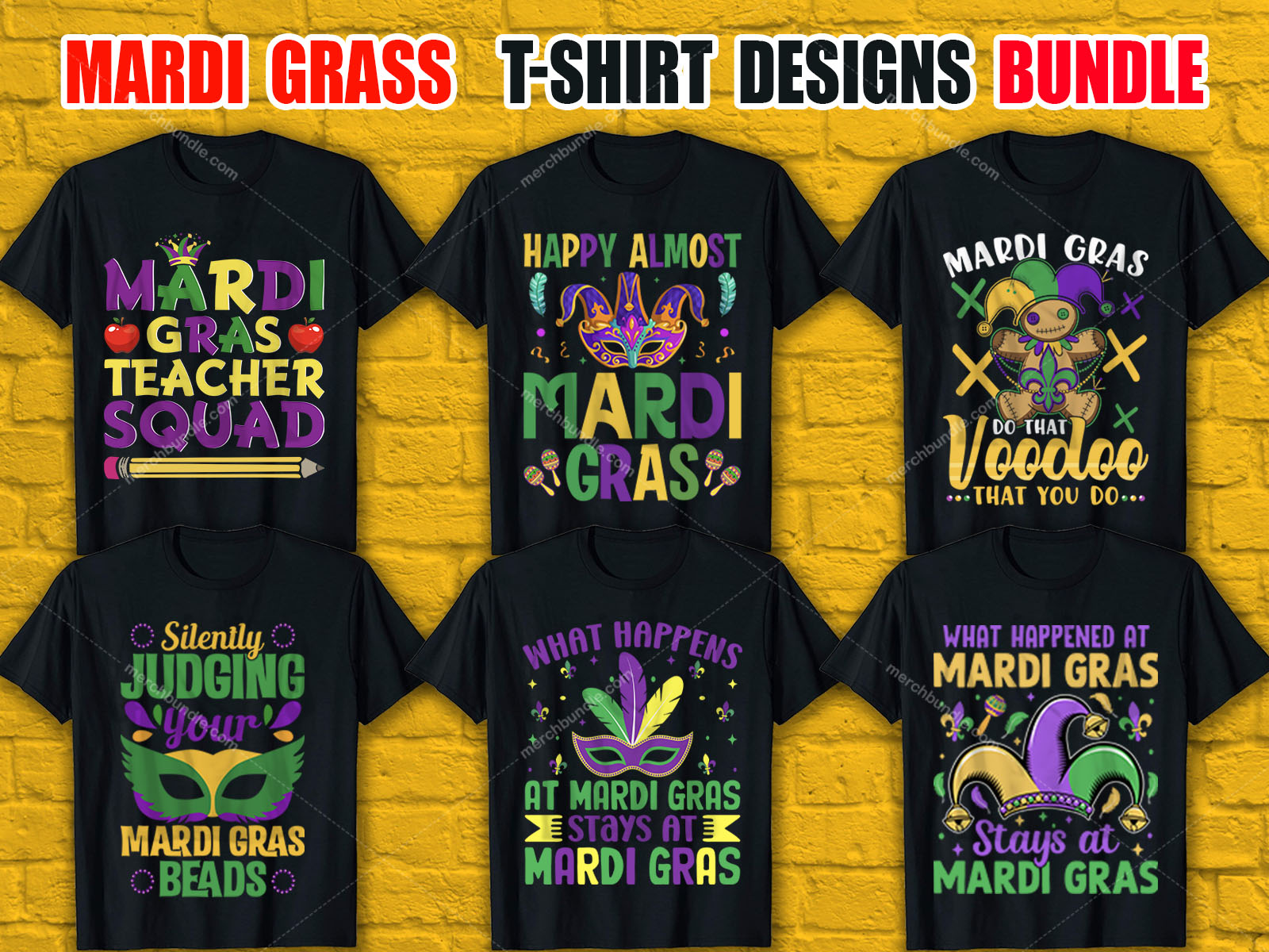 Mardi Gras T-Shirt Designs Bundle V.3