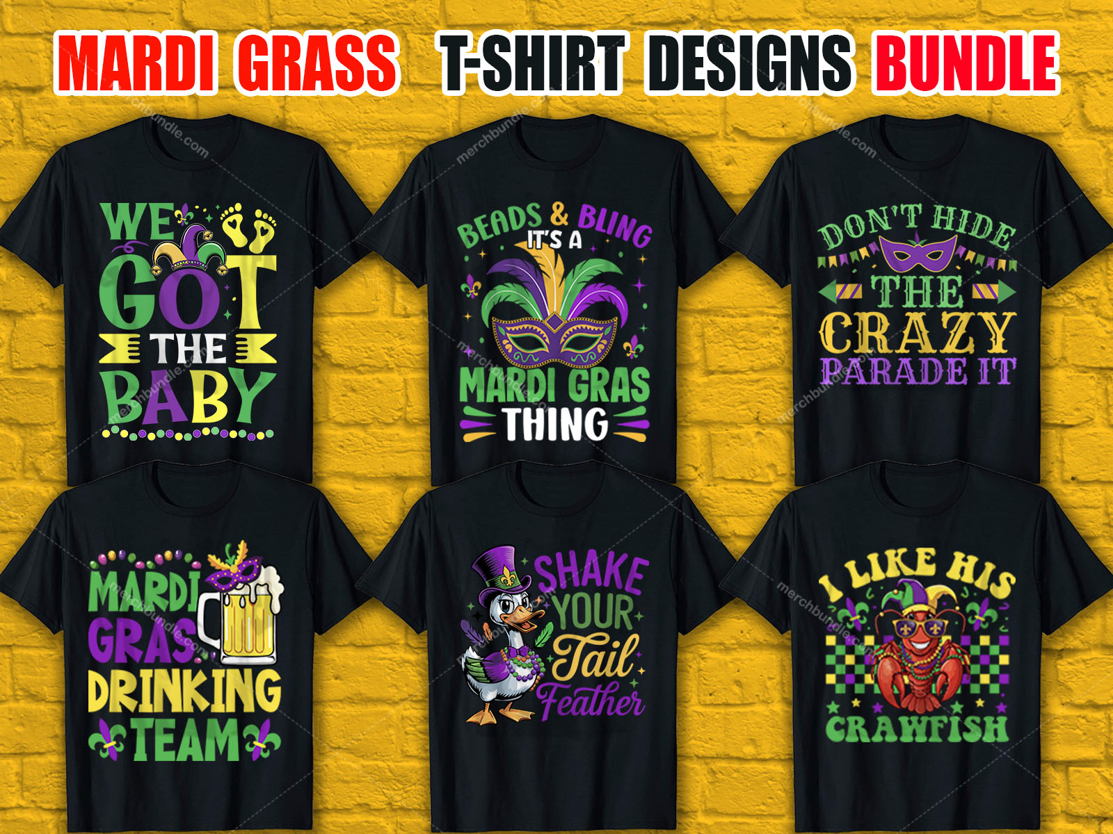 Mardi Gras T-Shirt Designs Bundle V.3