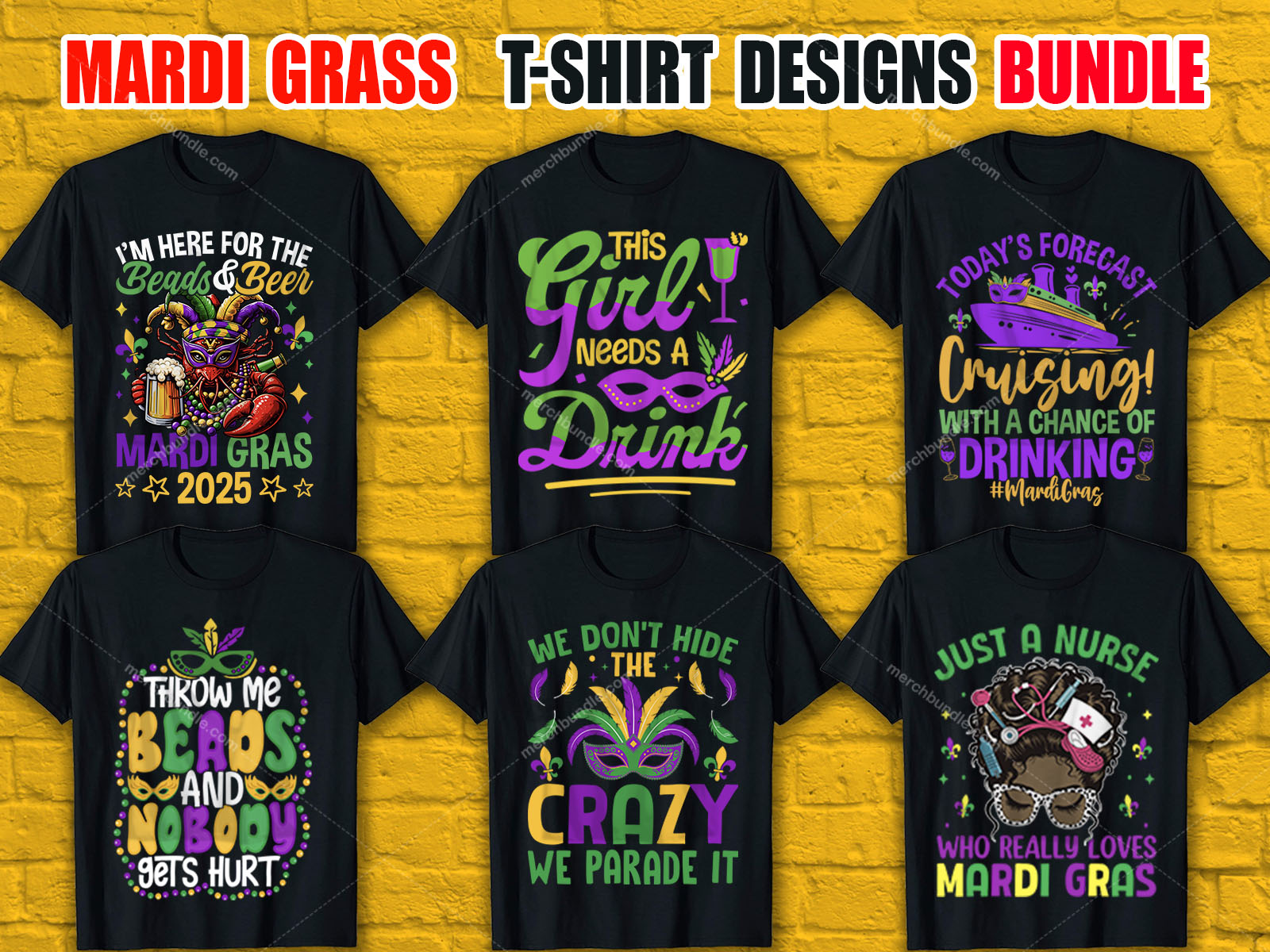 Mardi Gras T-Shirt Designs Bundle V.3