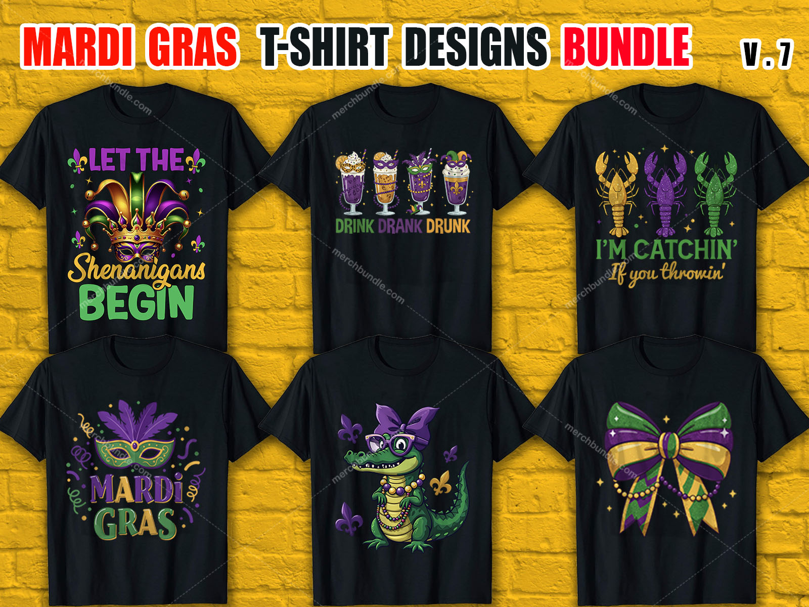 Mardi Gras T-Shirt Designs Bundle V.7