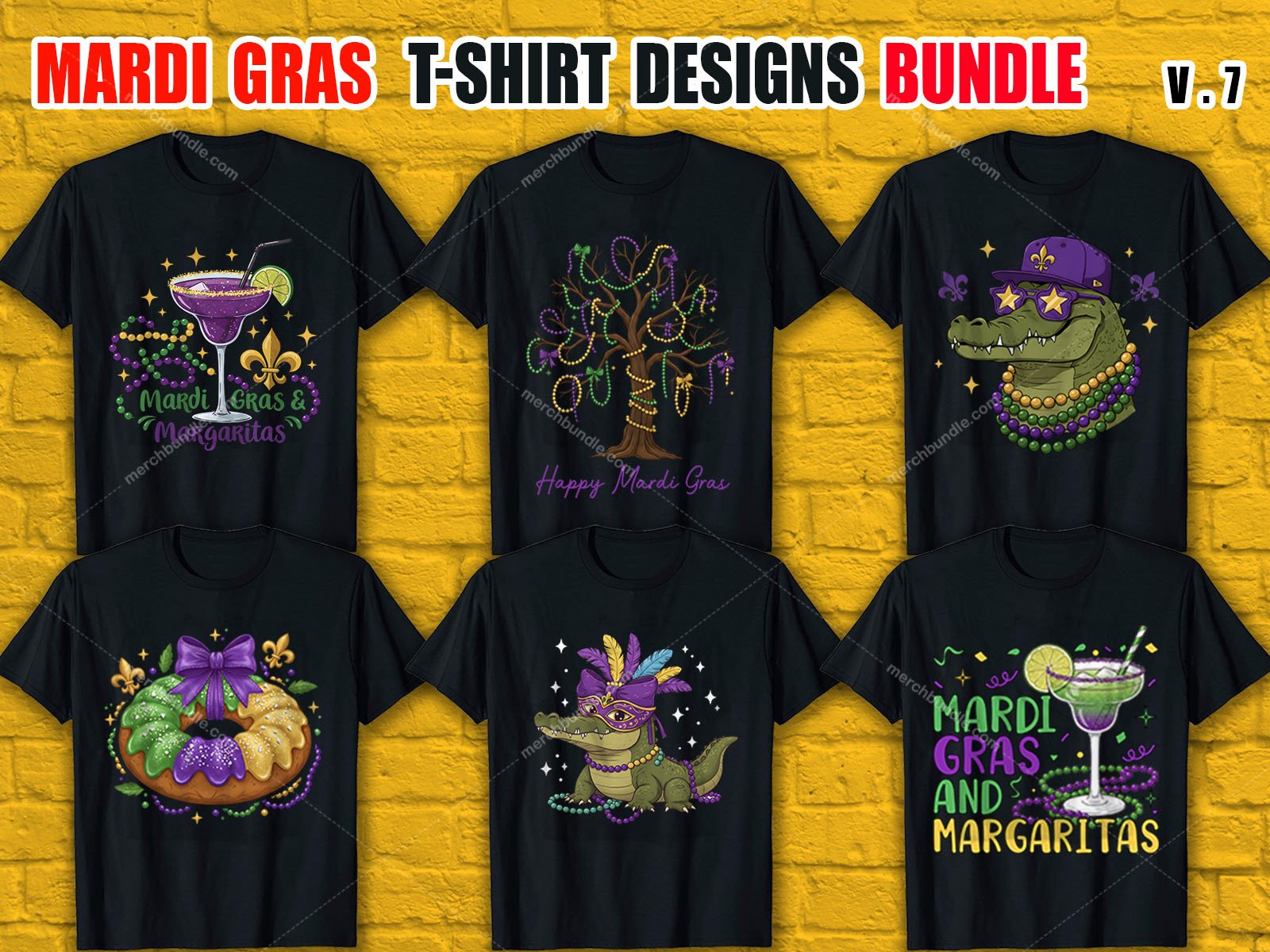 Mardi Gras T-Shirt Designs Bundle V.7