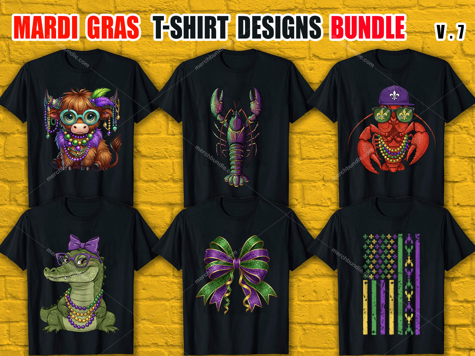 Mardi Gras T-Shirt Designs Bundle V.7