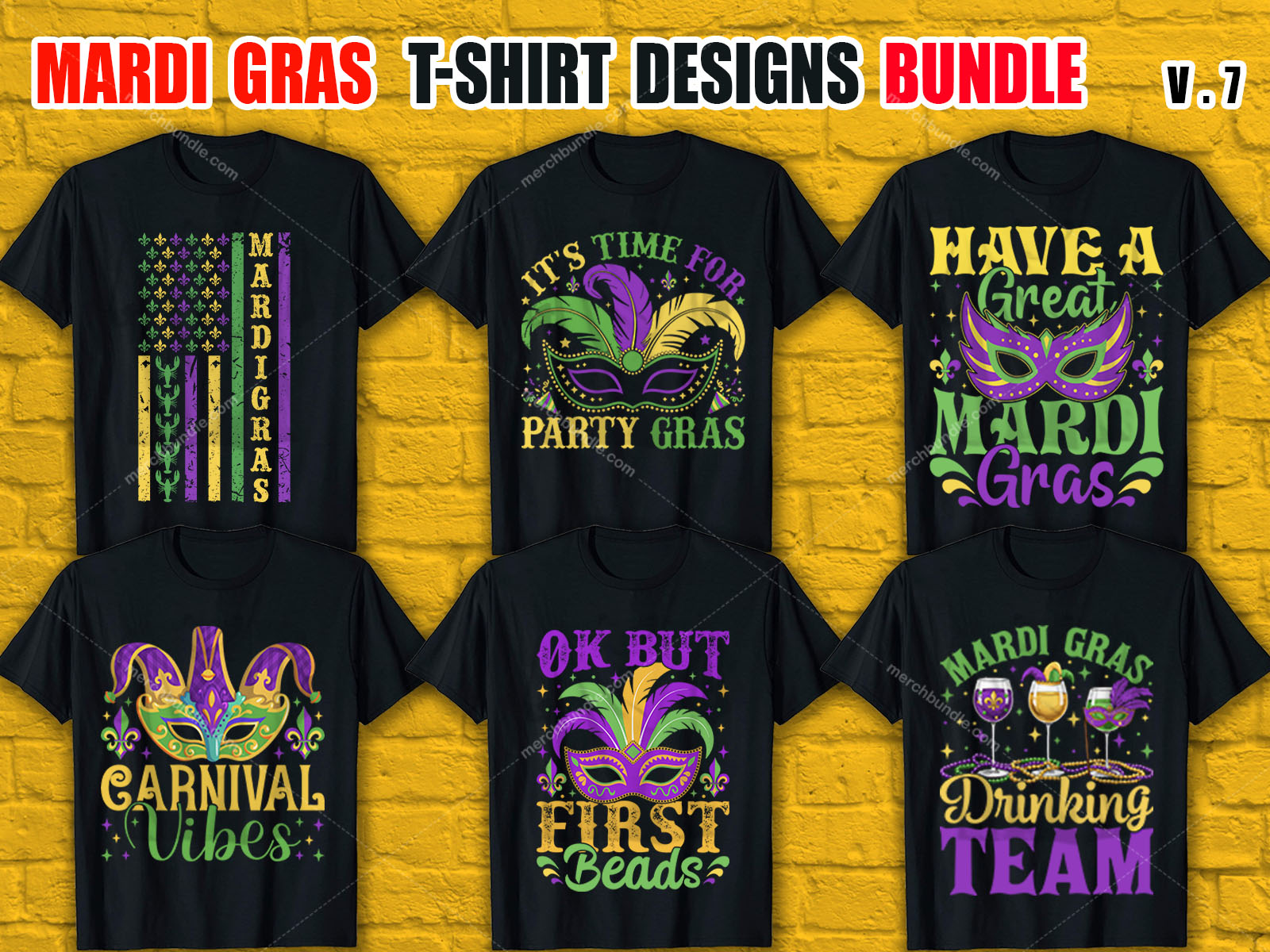 Mardi Gras T-Shirt Designs Bundle V.7