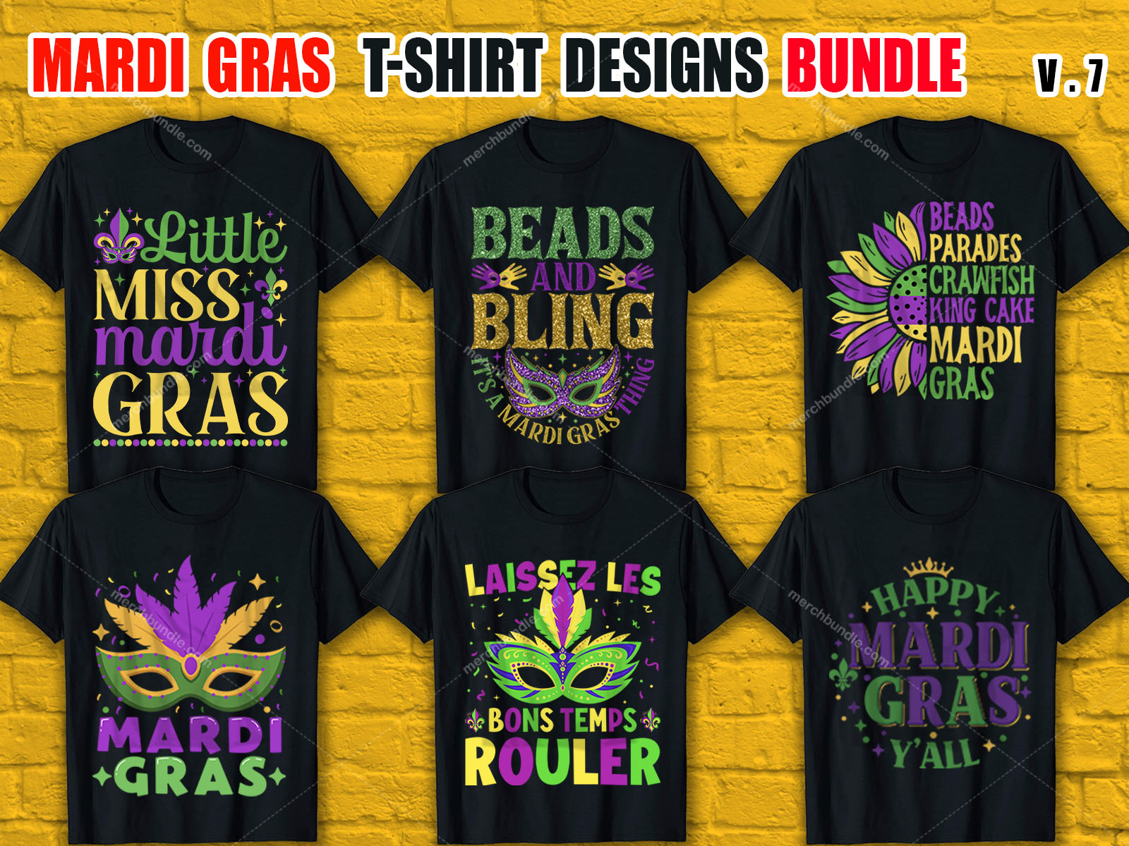 Mardi Gras T-Shirt Designs Bundle V.7