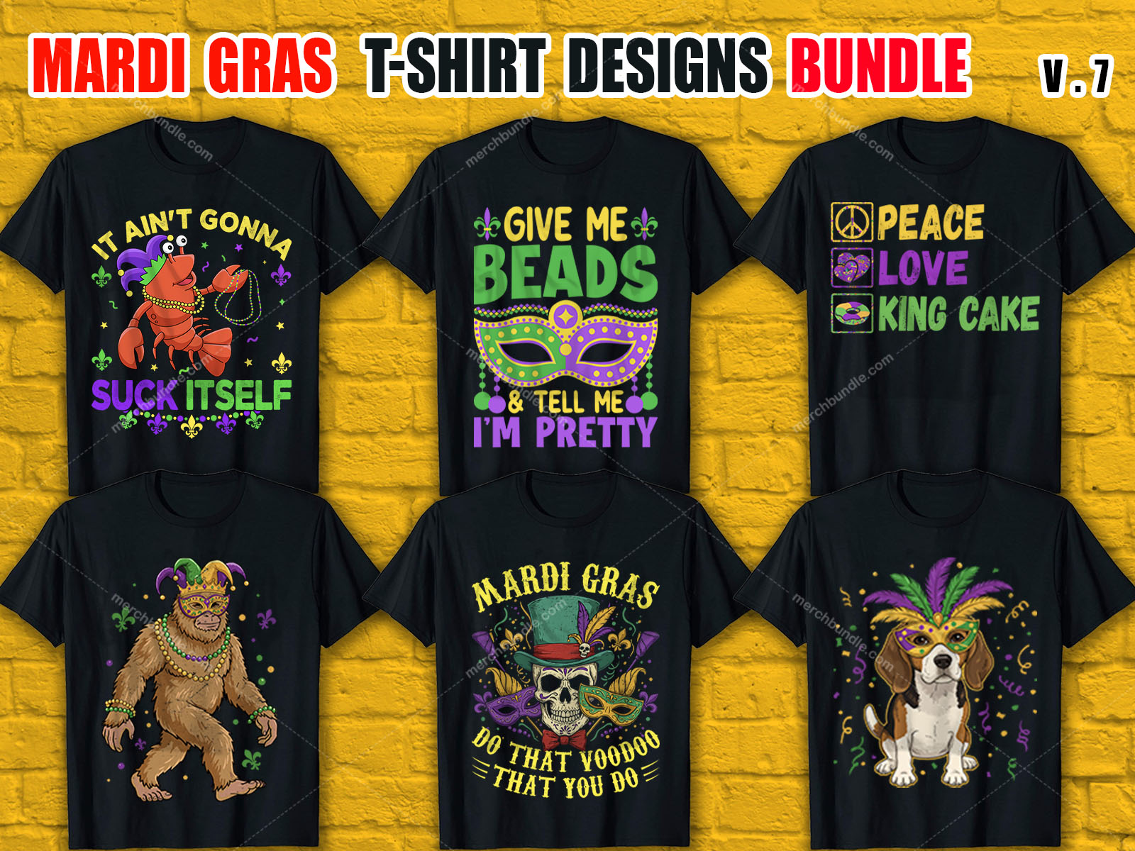 Mardi Gras T-Shirt Designs Bundle V.7