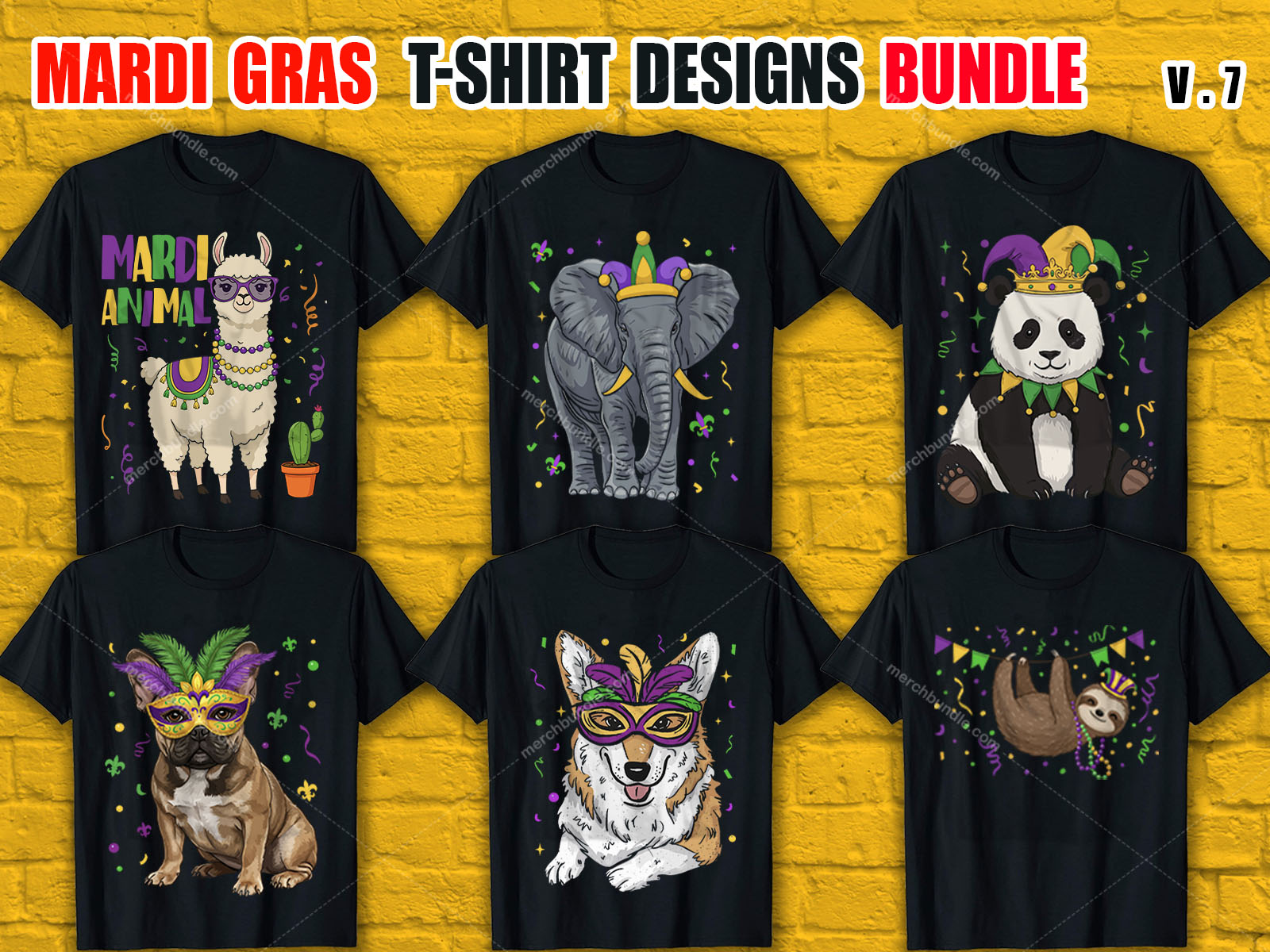 Mardi Gras T-Shirt Designs Bundle V.7