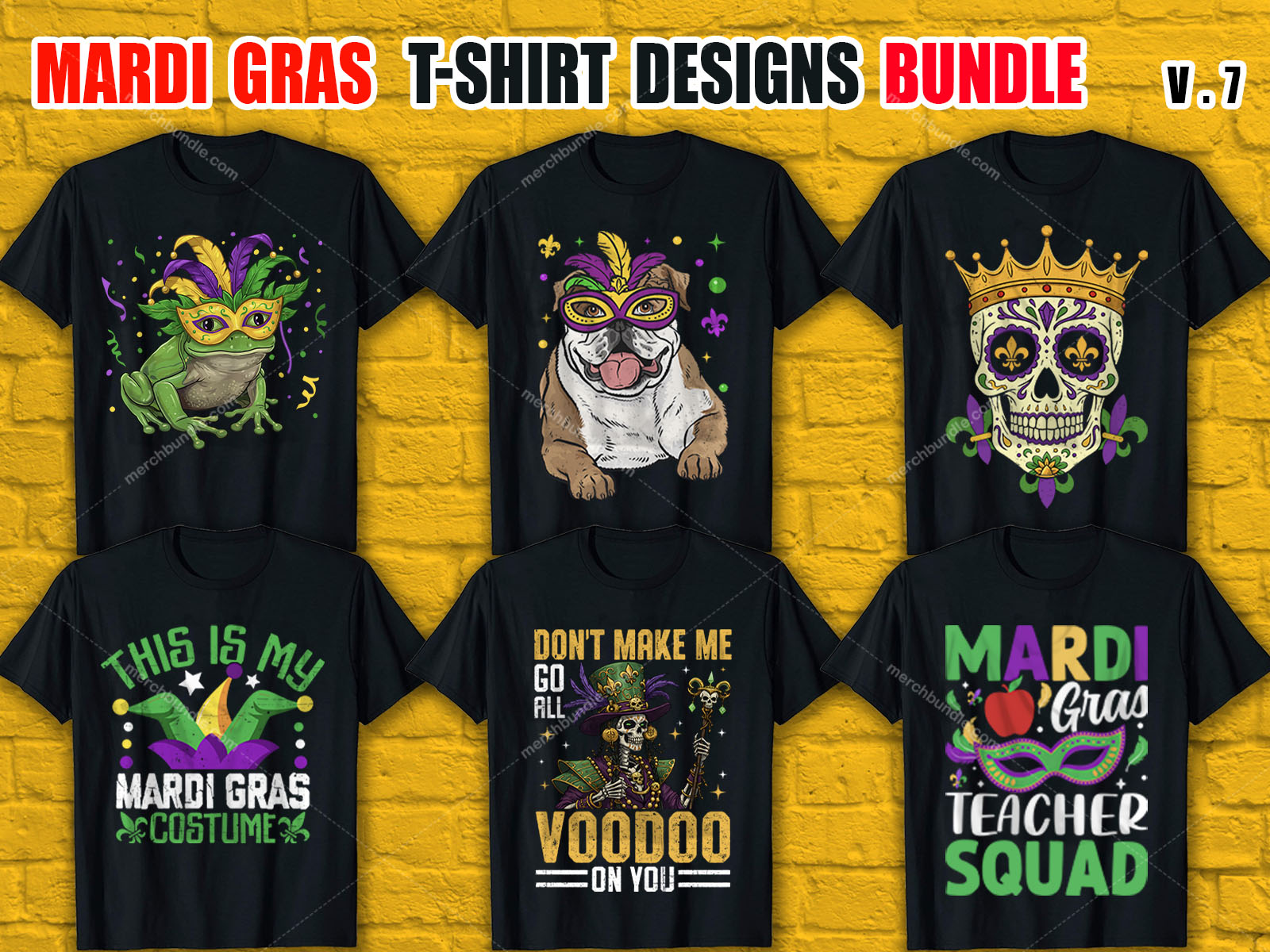 Mardi Gras T-Shirt Designs Bundle V.7