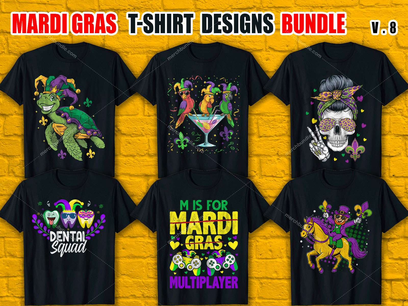 Mardi Gras T-Shirt Designs Bundle V.8