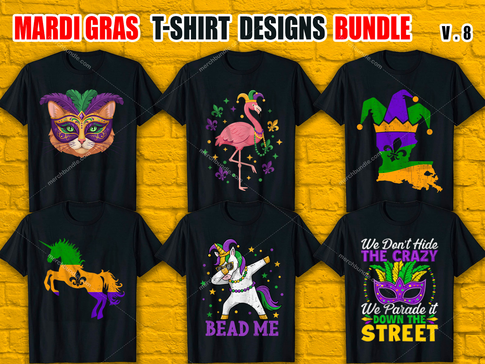 Mardi Gras T-Shirt Designs Bundle V.8