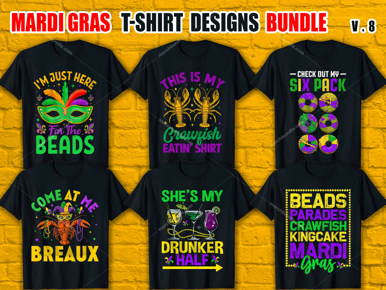 Mardi Gras T-Shirt Designs Bundle V.8