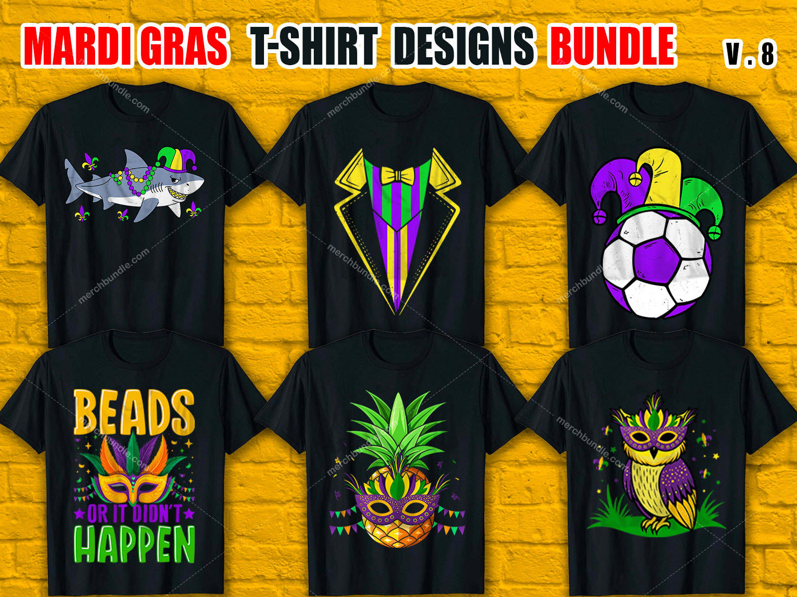 Mardi Gras T-Shirt Designs Bundle V.8