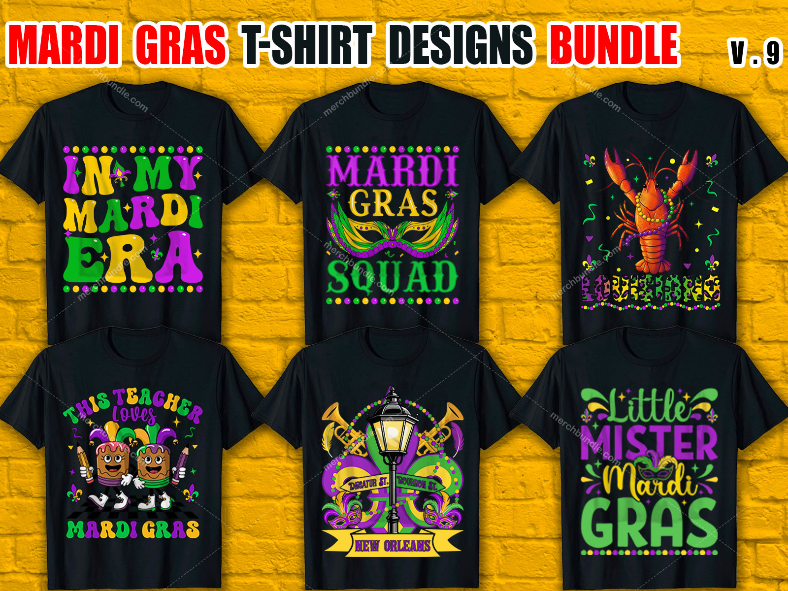 Mardi Gras T-Shirt Designs Bundle V.9