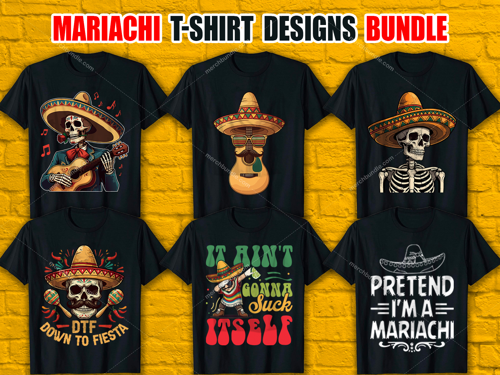 Mariachi T-Shirt Designs Bundle V.1