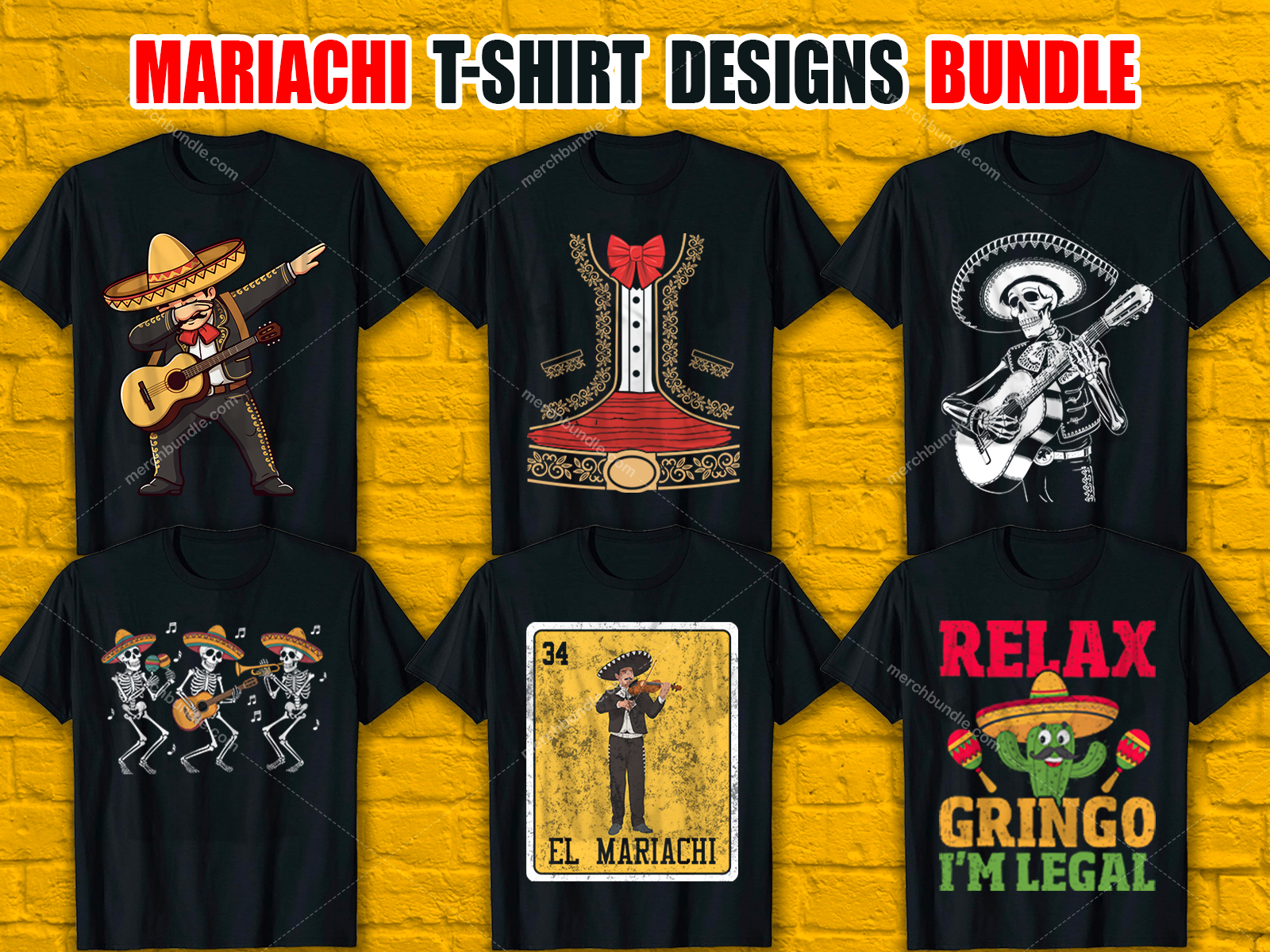 Mariachi T-Shirt Designs Bundle V.1