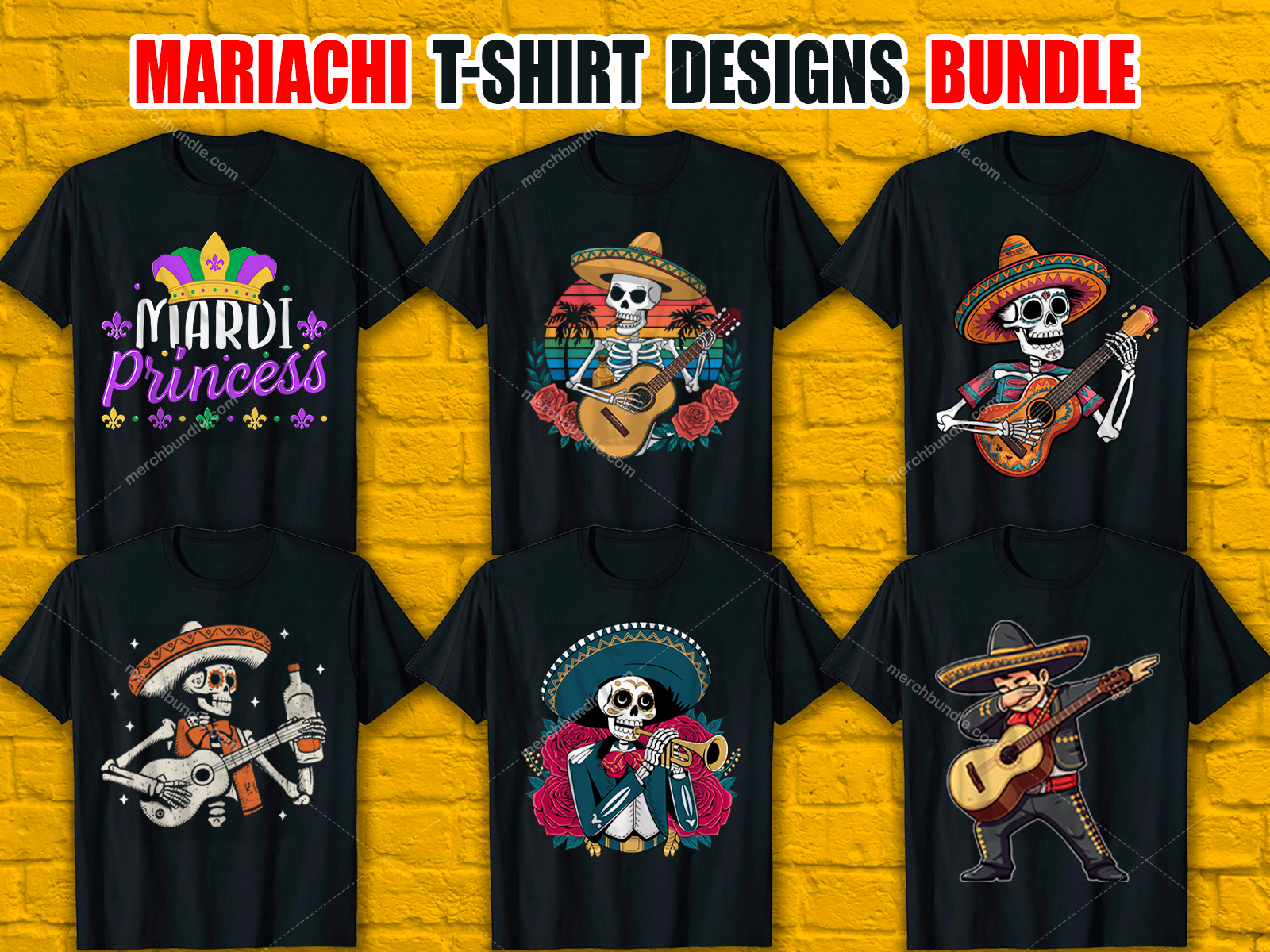 Mariachi T-Shirt Designs Bundle V.1