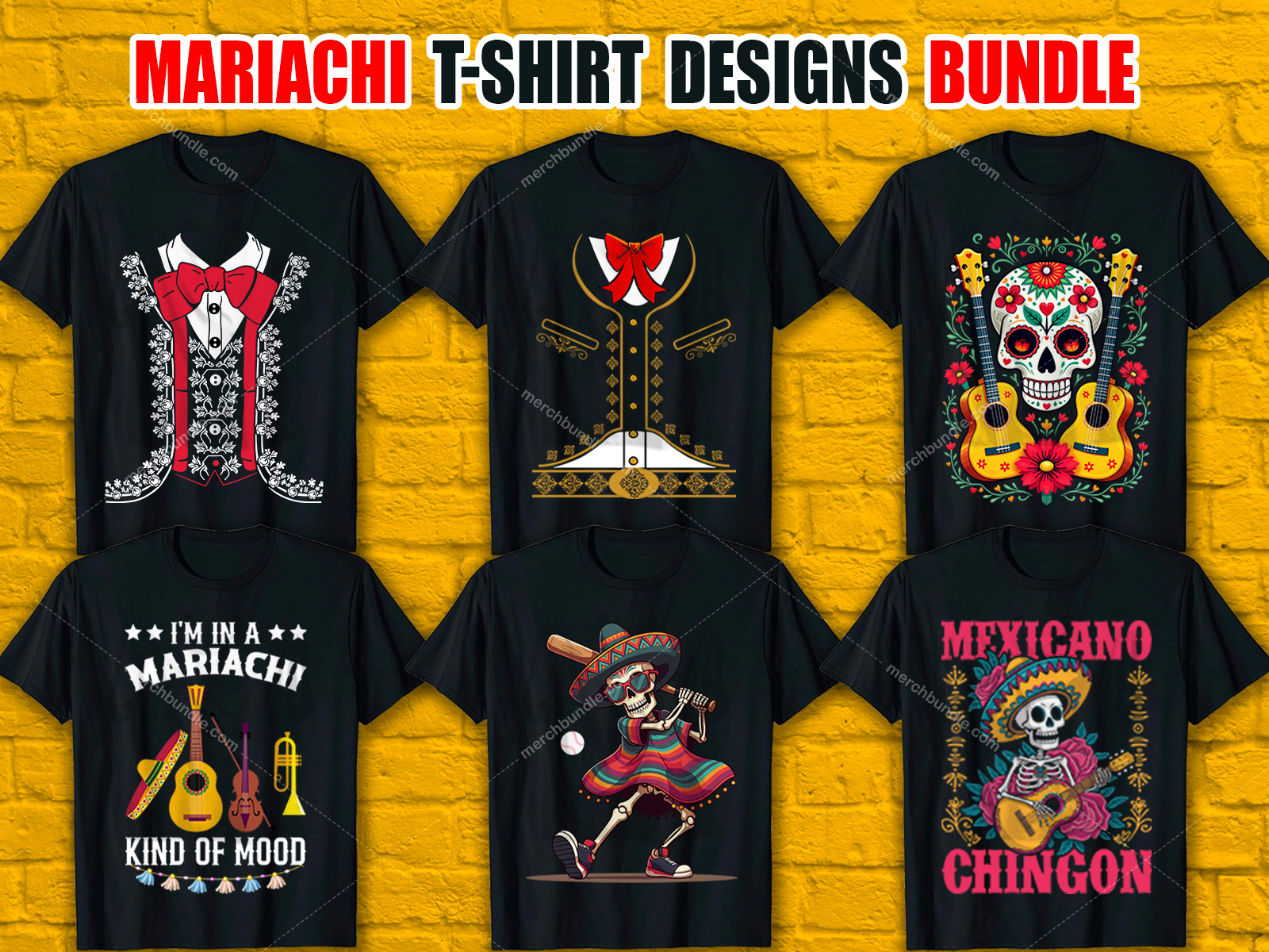 Mariachi T-Shirt Designs Bundle V.1