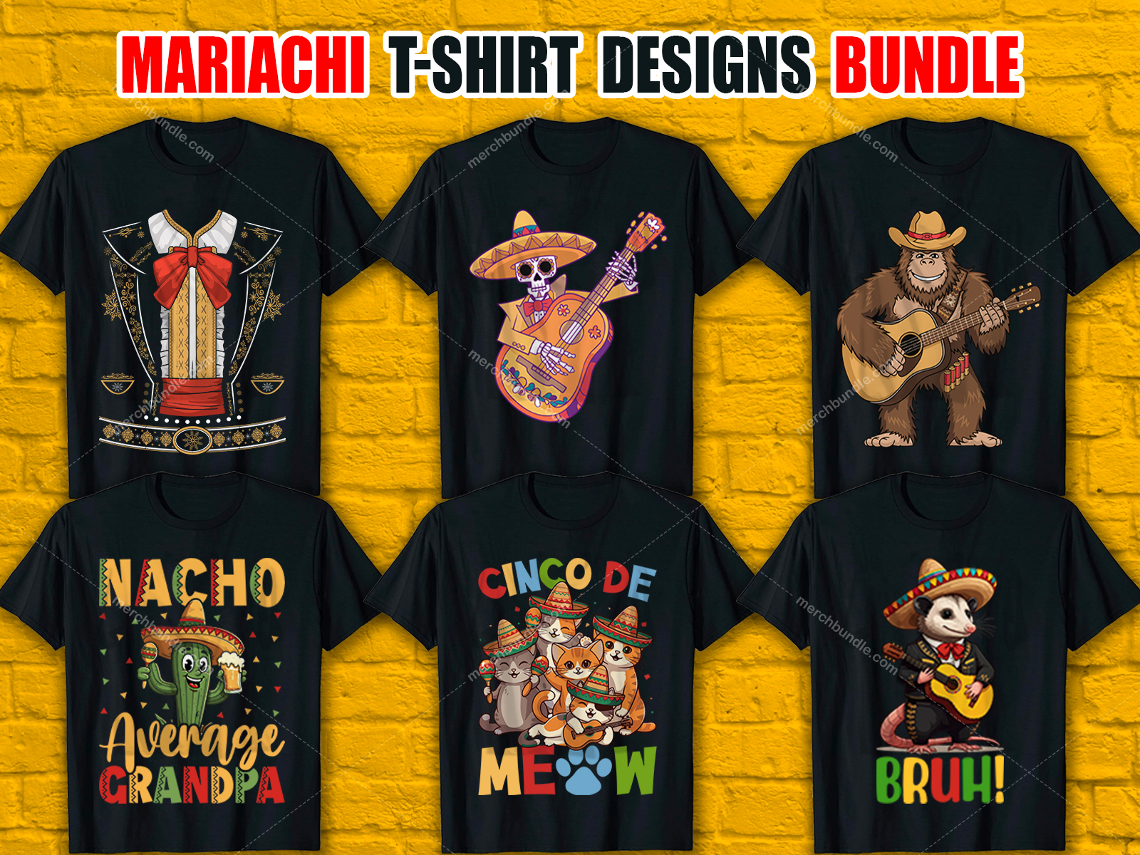 Mariachi T-Shirt Designs Bundle V.1