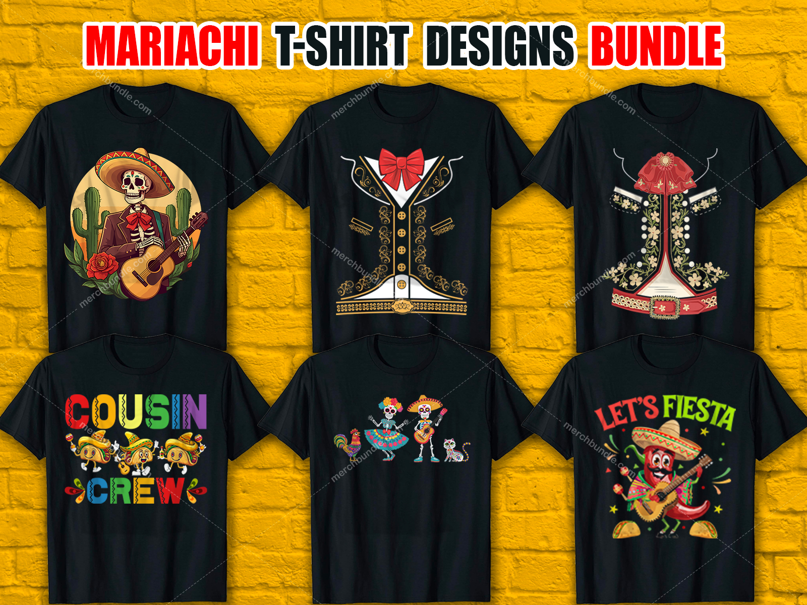 Mariachi T-Shirt Designs Bundle V.1