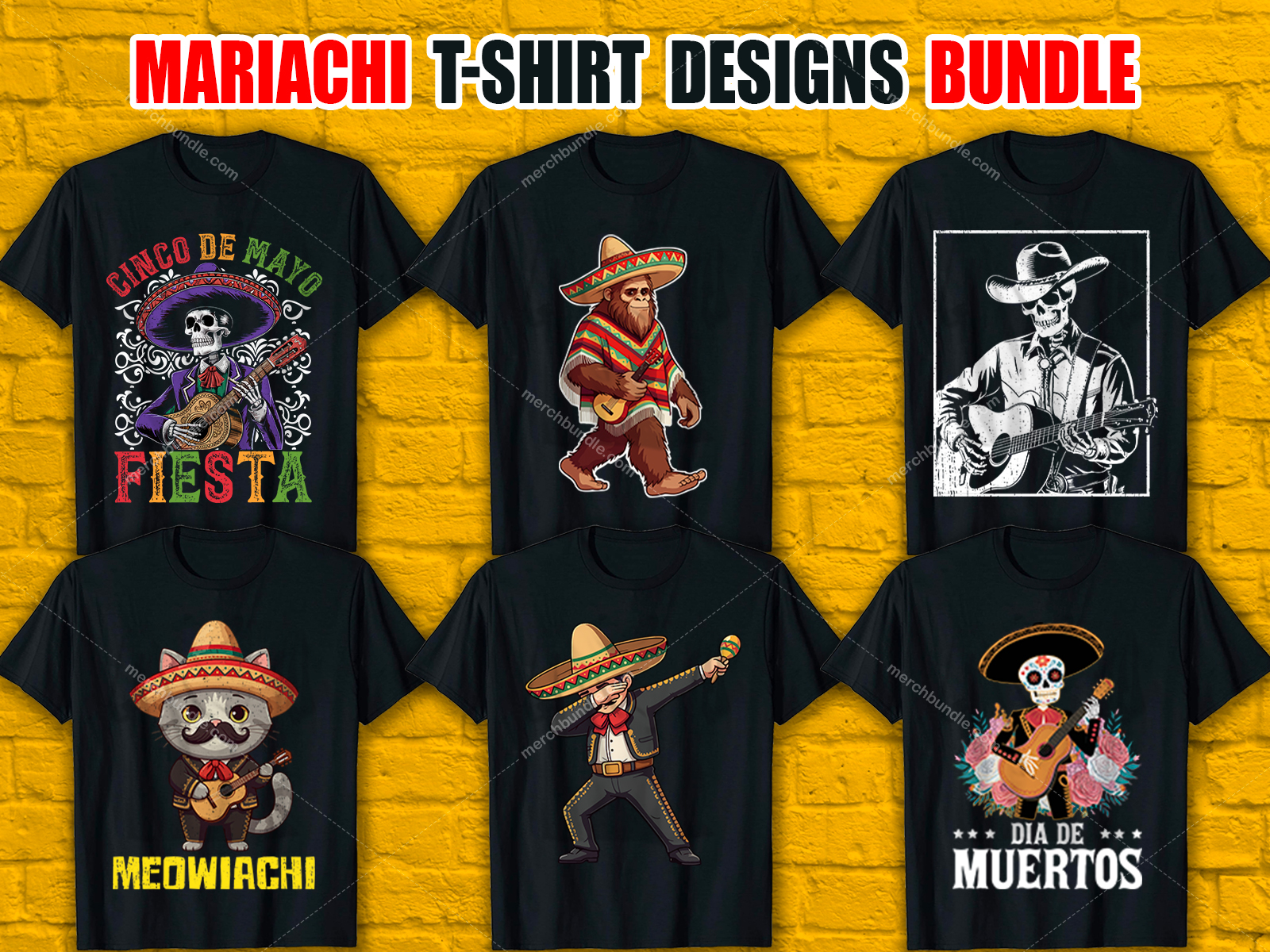 Mariachi T-Shirt Designs Bundle V.1