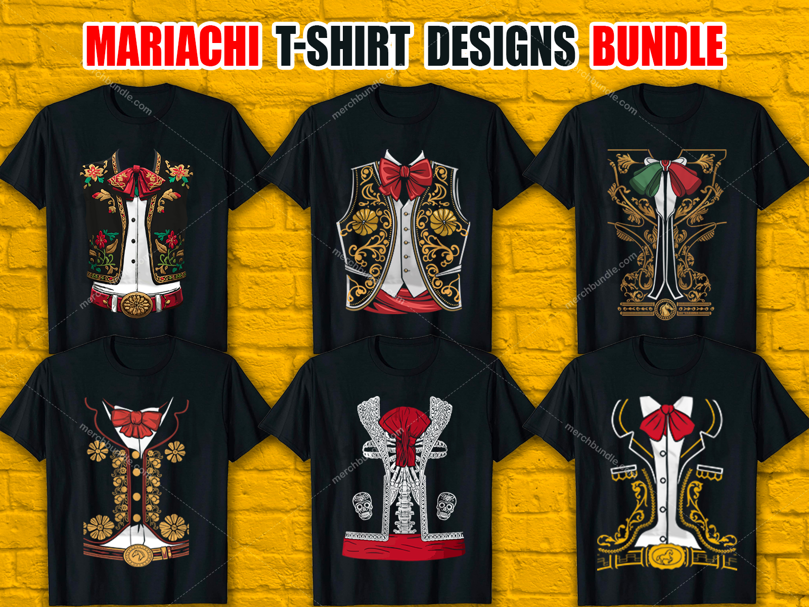 Mariachi T-Shirt Designs Bundle V.2