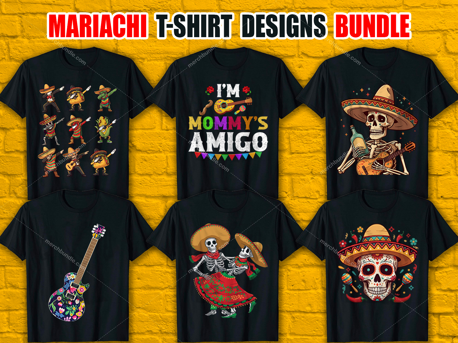 Mariachi T-Shirt Designs Bundle V.2